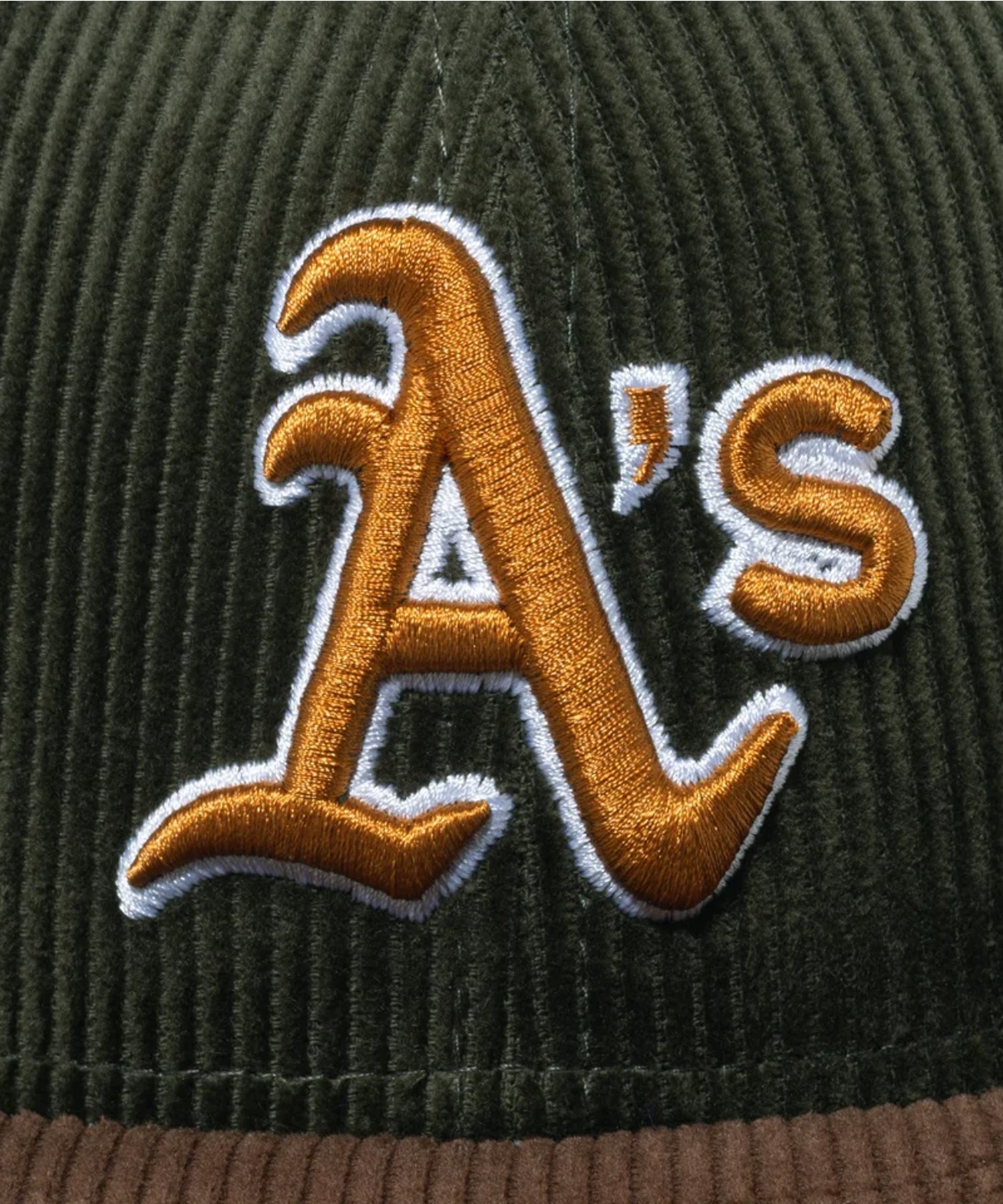 NEW ERA/ニューエラ 59FIFTY MLB Corduroy コーデュロイ オークランド・アスレチックス カーキ チョコバイザー キャップ 帽子 13751122(KHACH-7)