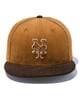 NEW ERA/ニューエラ 59FIFTY MLB Corduroy コーデュロイ ニューヨーク・メッツ キャメル ブラウンバイザー キャップ 帽子 13751139(CAMBR-7)