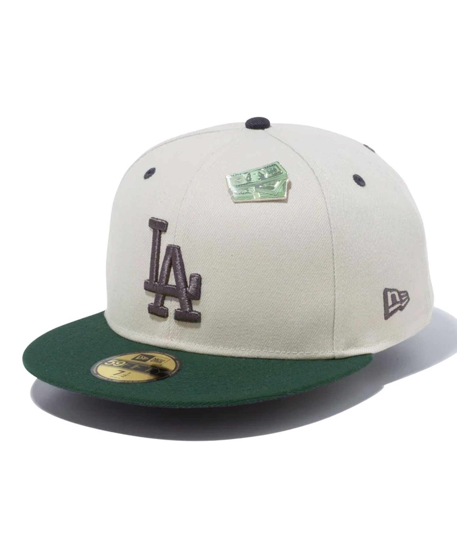 NEW ERA/ニューエラ 59FIFTY Make it Rain ロサンゼルス・ドジャース ストーン ダークグリーンバイザー キャップ 帽子 13751145(STOGR-714)