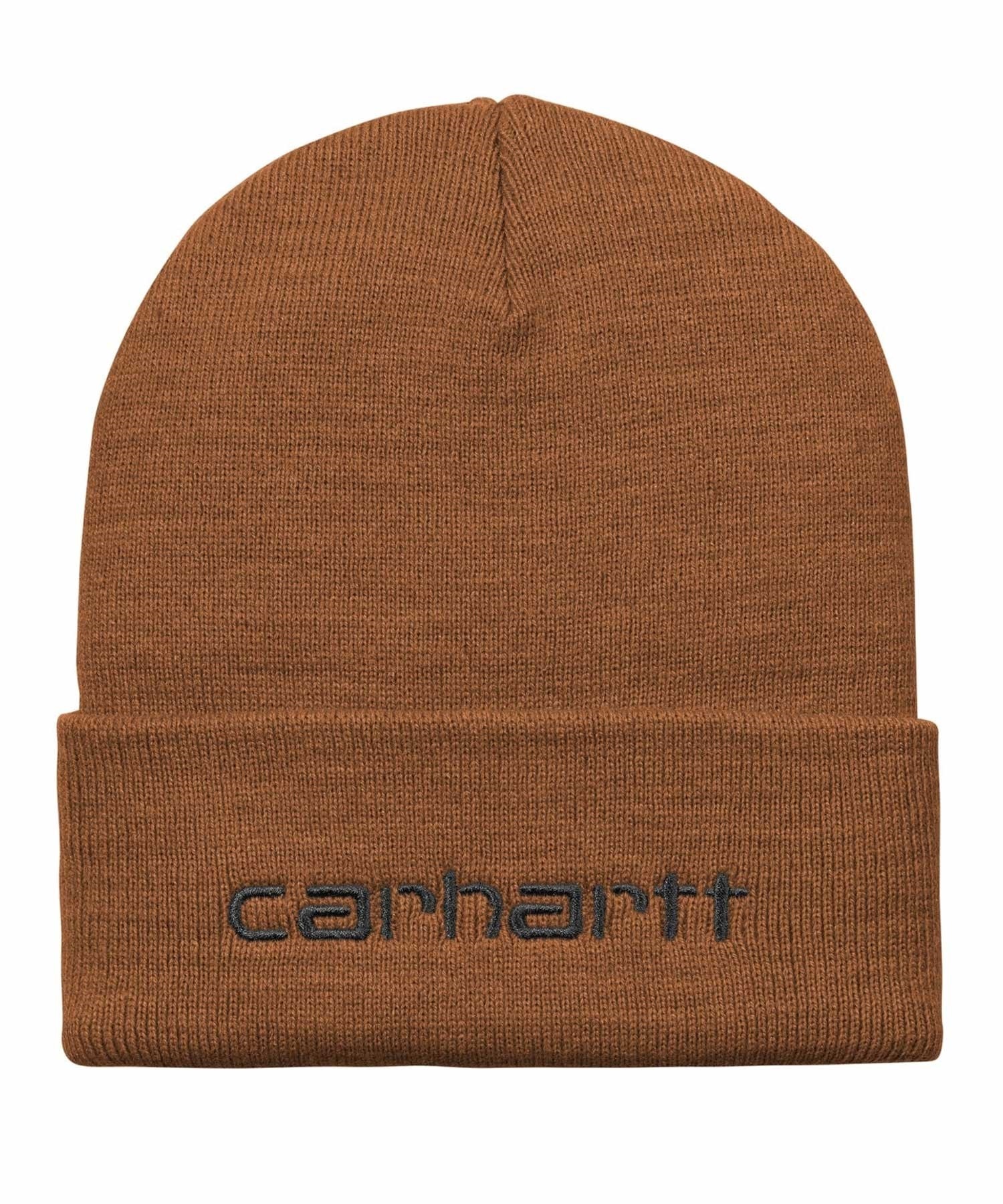 Carhartt/カーハート ビーニー ニット帽 ダブル SCRIPT BEANIE I030884(BR/BK-FREE)