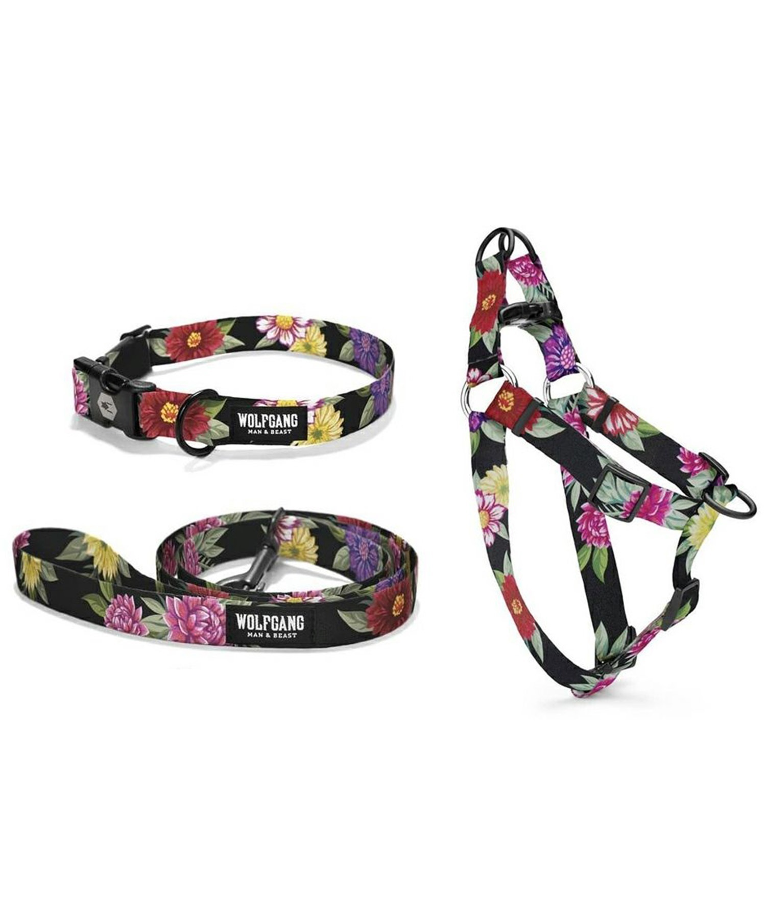 WOLFGANG ウルフギャング 犬用 リード DarkFloral LEASH Lサイズ 中型犬用 大型犬用 ダークフローラル リーシュ 花柄 ブラック WL-003-00(BL-L)