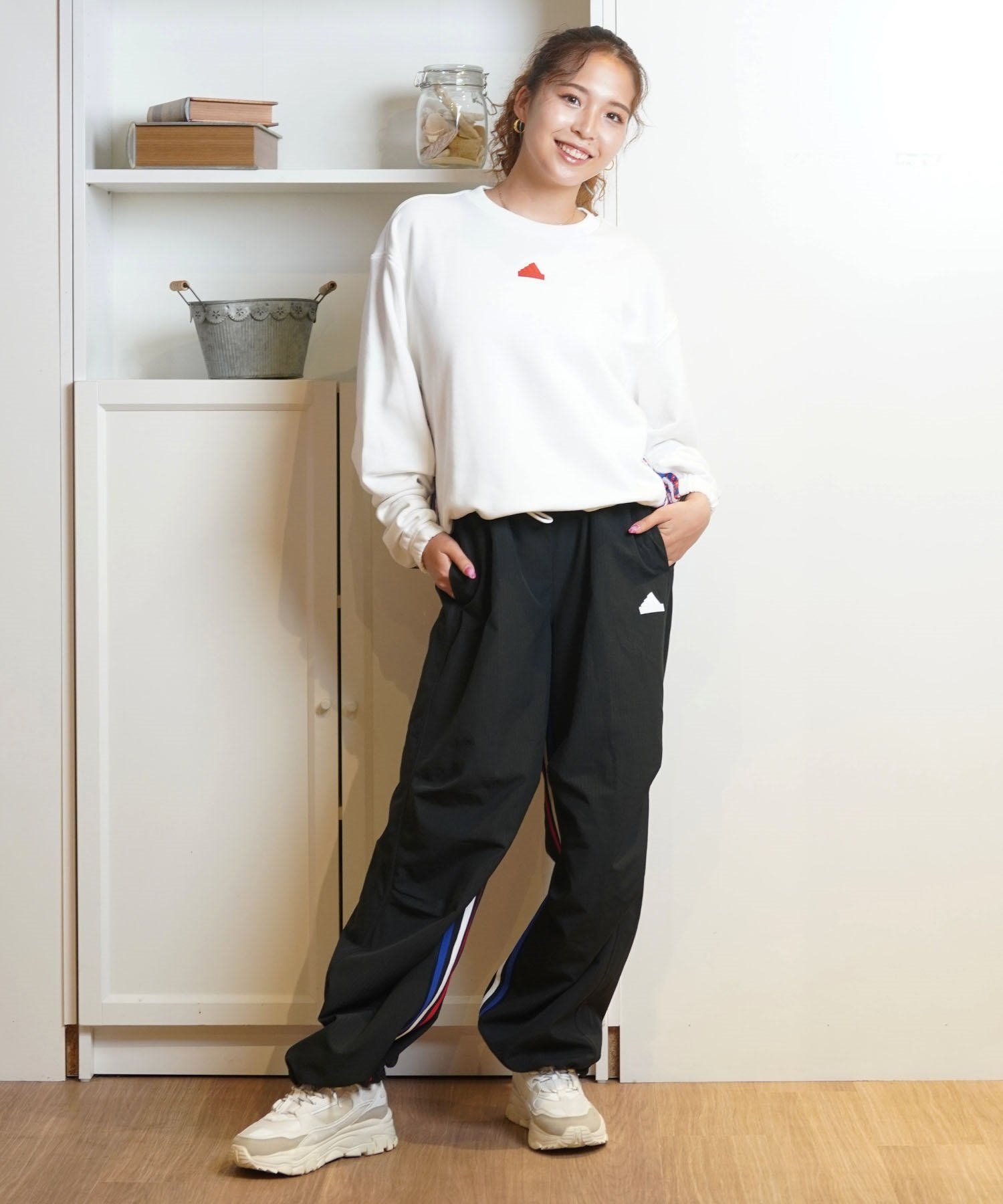 adidas アディダス ロングパンツ レディース W DANCE ウーブンパンツ JUE37(BK/WT-S)