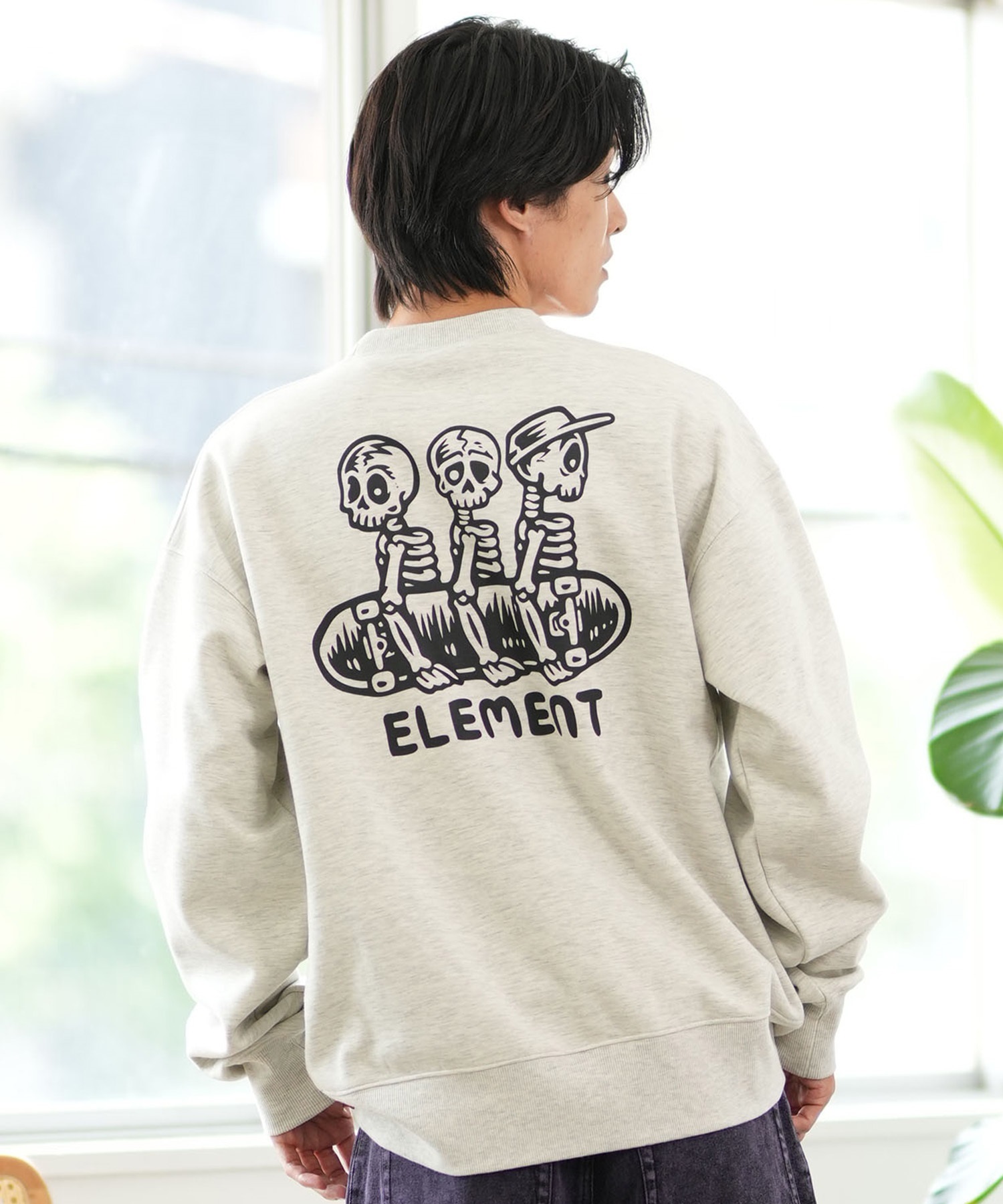 ELEMENT エレメント トレーナー クルーネック メンズ スウェット バックプリント 撥水加工 裏ボア BE022-032(WHH-M)