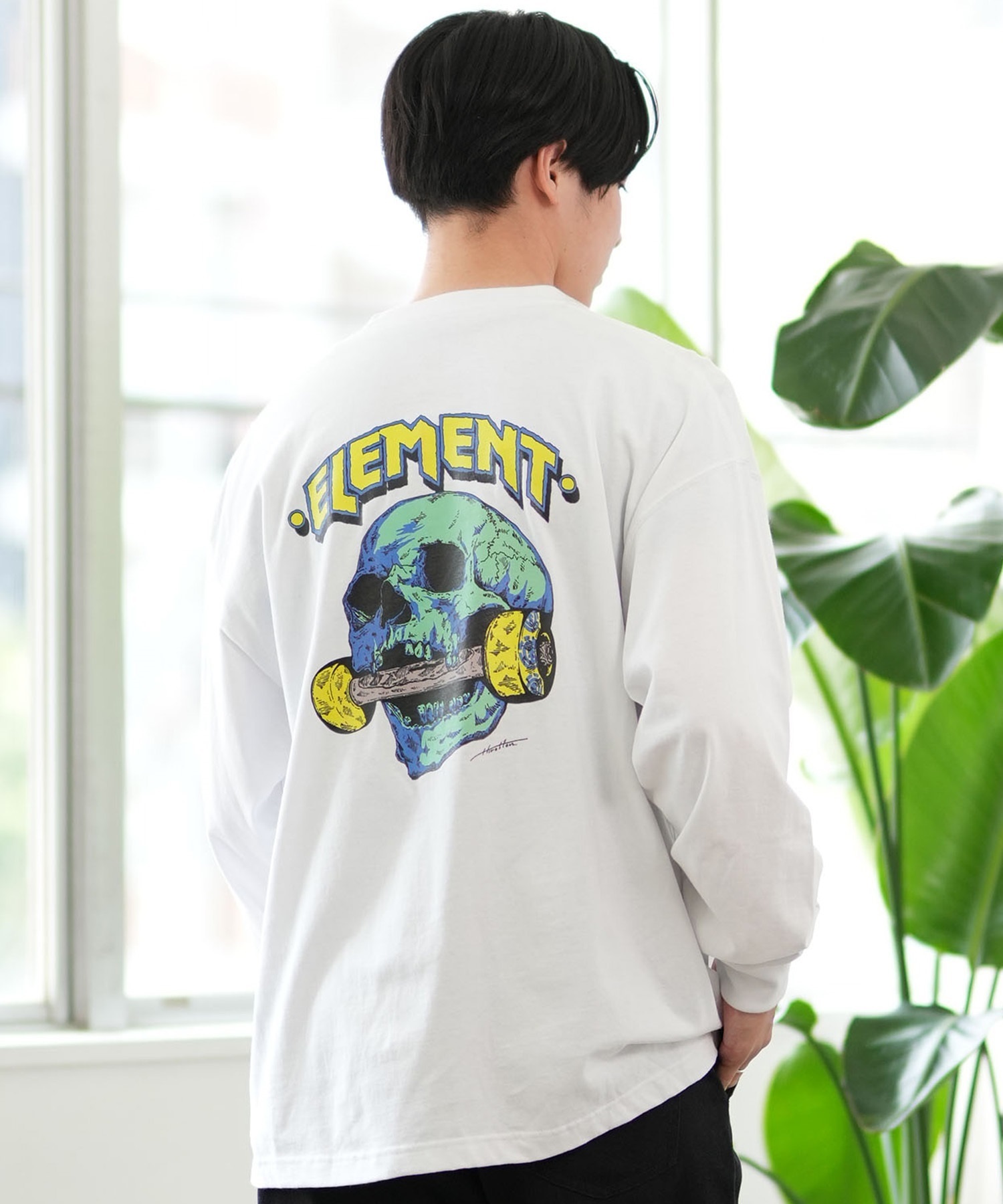 ELEMENT エレメント 長袖 Tシャツ メンズ ロンT バックプリント ピグメント加工 HIROTTON BE022-055(SBK-M)