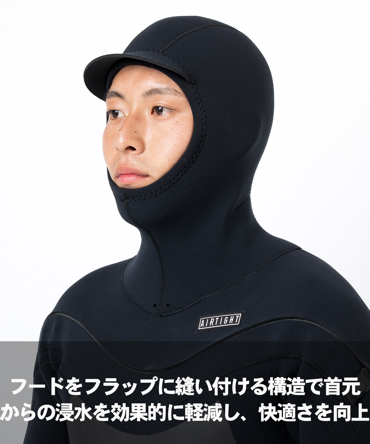 AIRTIGHT エアータイト LCZ EDGE HOODED 5×3mm メンズ サーフィン ウェットスーツ セミドライ ムラサキスポーツ限定(BLK-M)