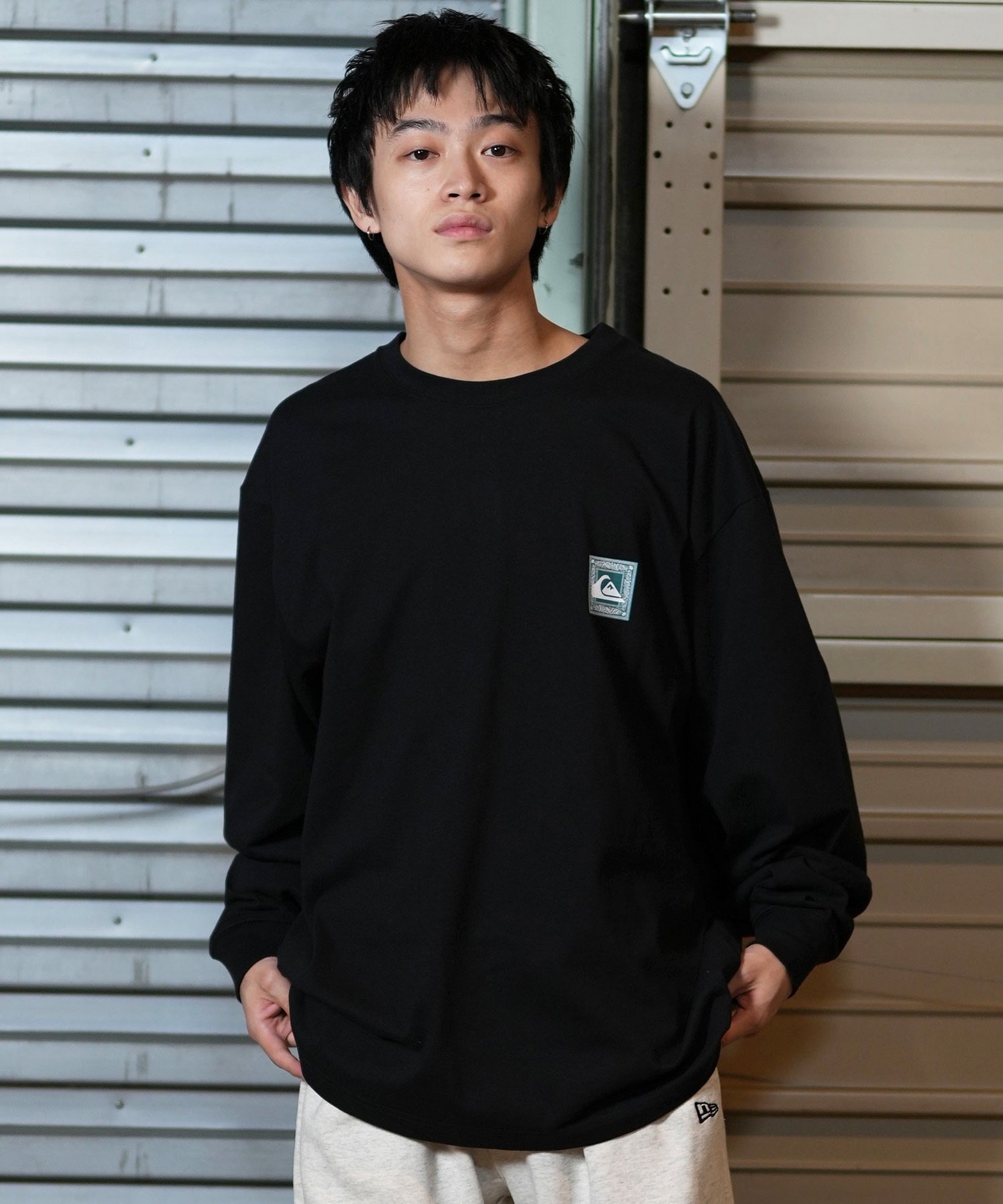 QUIKSILVER クイックシルバー 長袖 Tシャツ ロンT バックプリント QLT244604M ムラサキスポーツ限定(BLK-M)