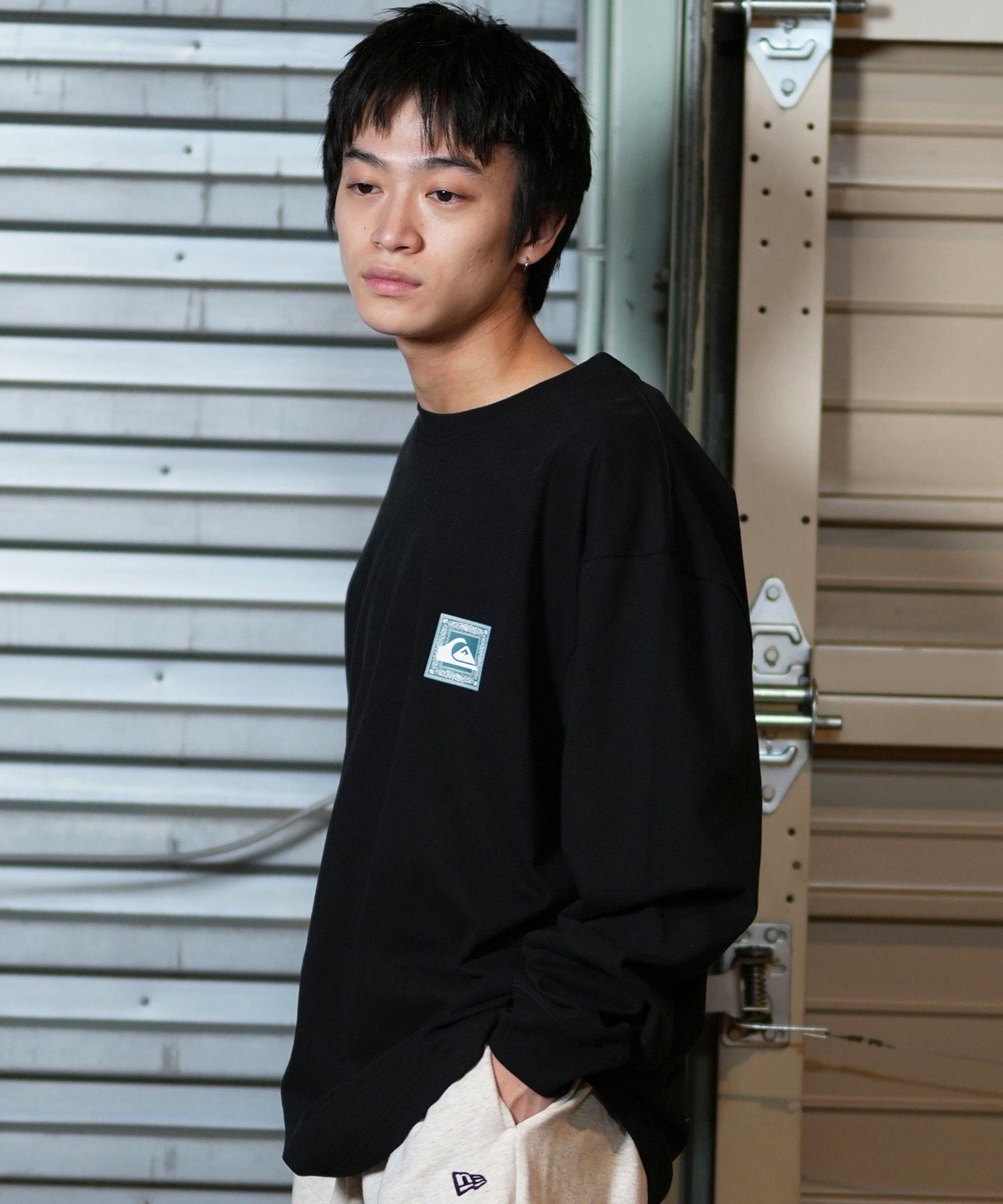 QUIKSILVER クイックシルバー 長袖 Tシャツ ロンT バックプリント QLT244604M ムラサキスポーツ限定(BLK-M)