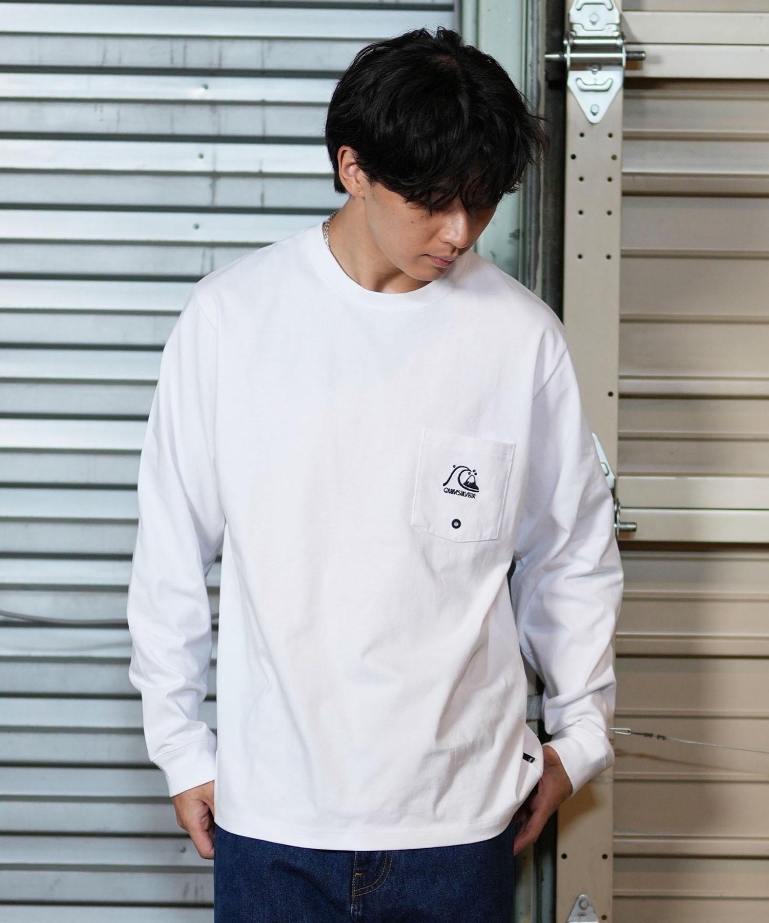 QUIKSILVER クイックシルバー 長袖 Tシャツ メンズ ロンT オーバーサイズ バックプリント ユニセックス QLT244033(WHT-M)