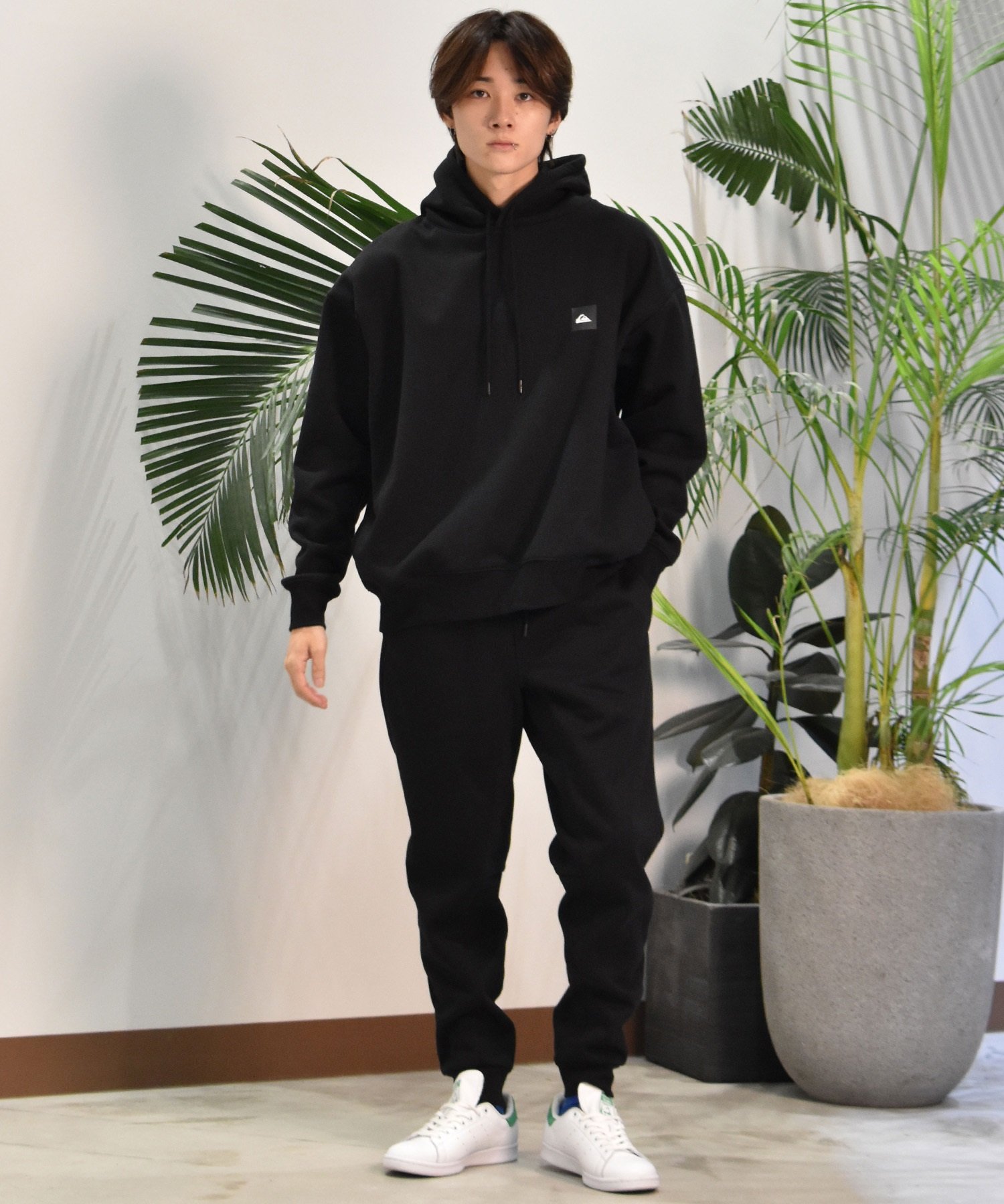 QUIKSILVER クイックシルバー ロングパンツ ジョガー メンズ ボンディング 撥水 防風 保温 セットアップ対応 QPT244607M ムラサキスポーツ限定(BLK-M)