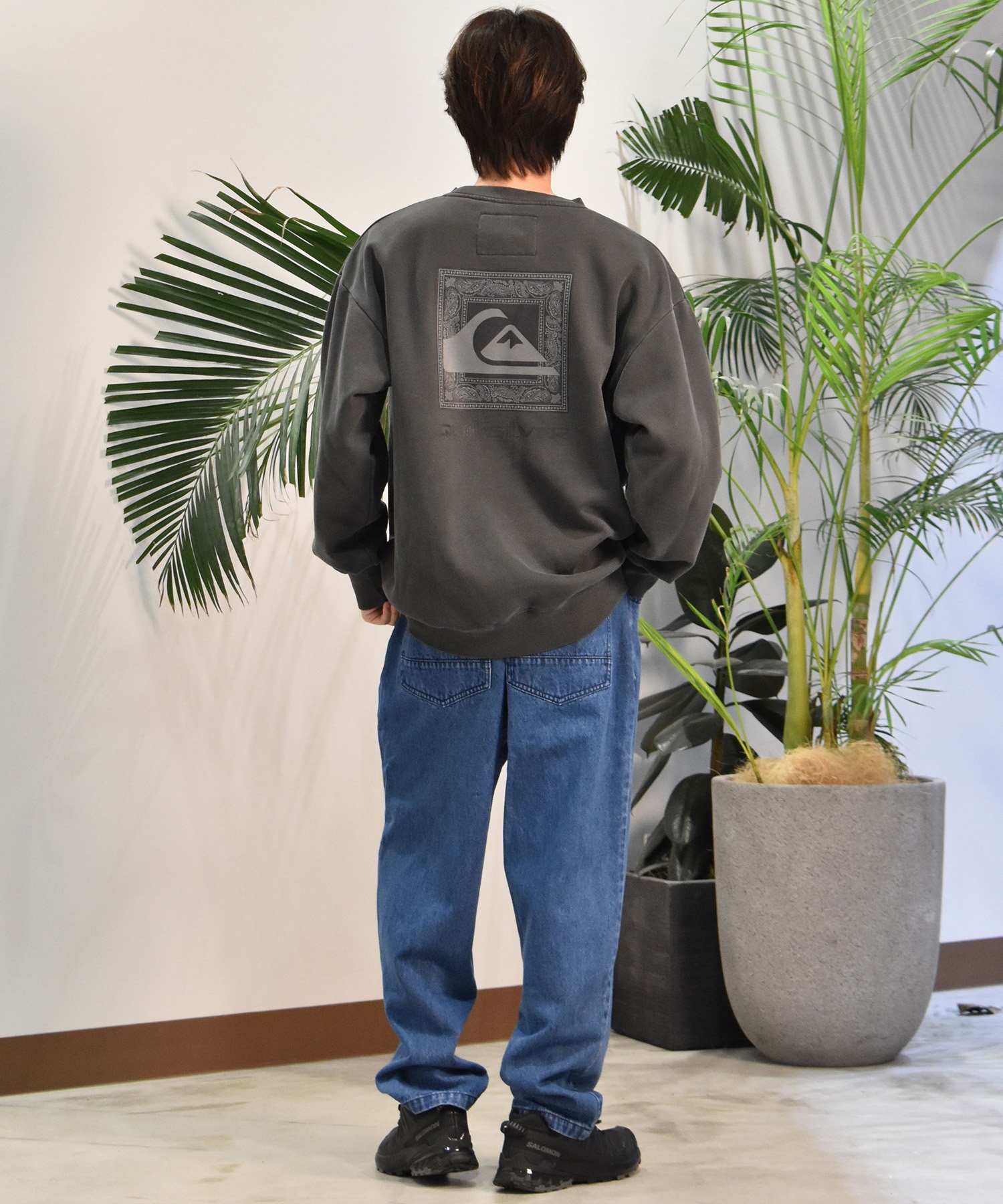 QUIKSILVER クイックシルバー ロングパンツ デニム メンズ ロンパン ジーンズ ウォッシュ加工 QPT244602M ムラサキスポーツ限定(BLK-M)