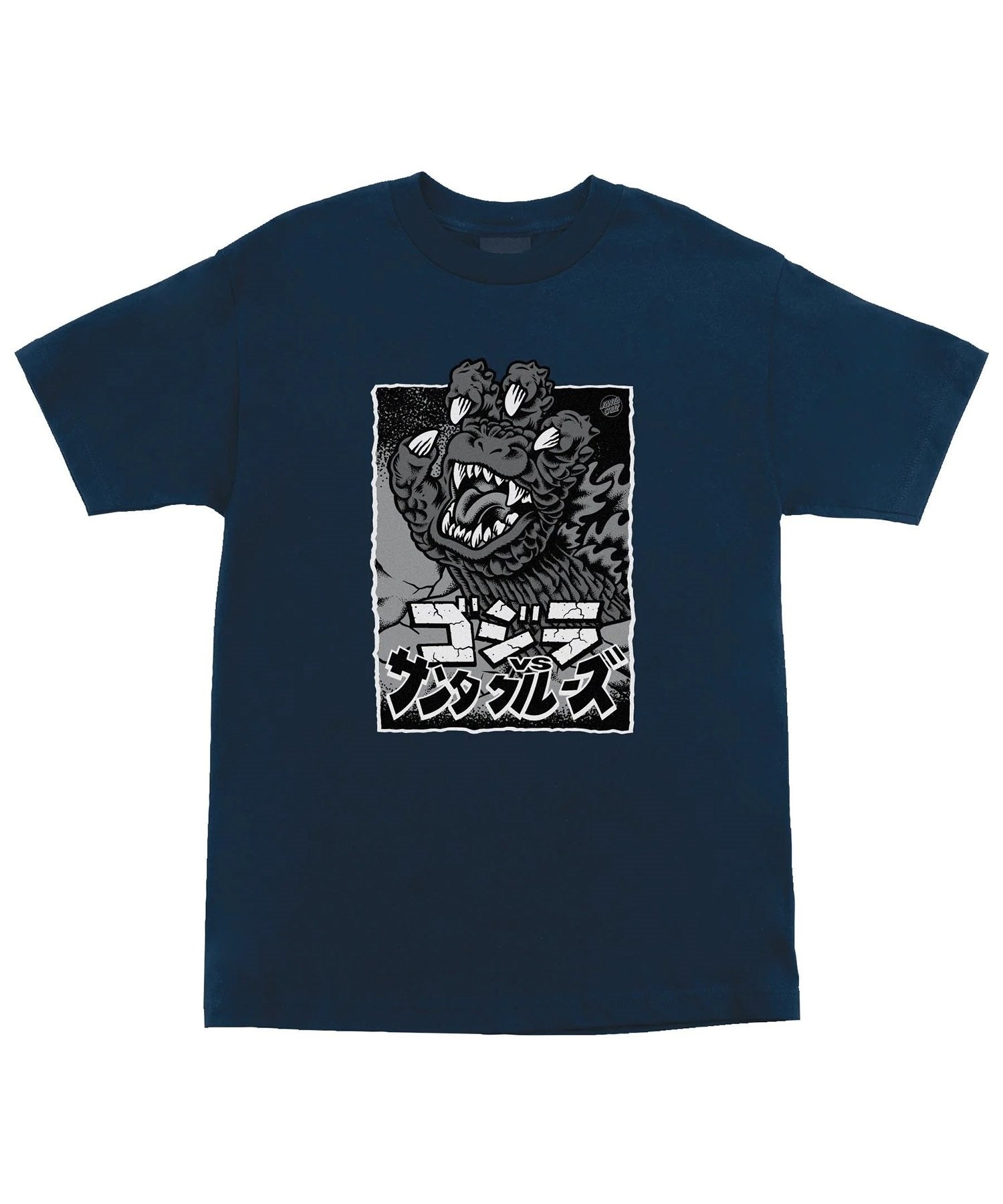 SANTACRUZ サンタクルーズ × GODZILLA ゴジラ コラボレーション 半袖 Tシャツ メンズ レディース ユニセックス フロントプリント 510245403(BLACK-M)