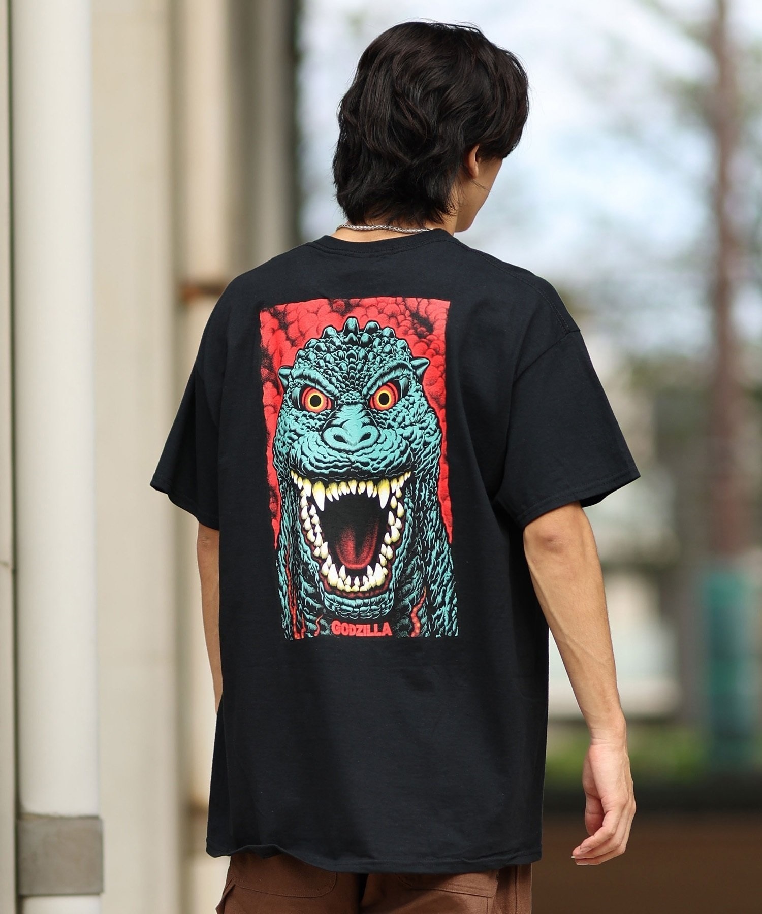 SANTACRUZ サンタクルーズ × GODZILLA ゴジラ コラボレーション 半袖 Tシャツ メンズ レディース ユニセックス バックプリント 510245401(BLACK-M)