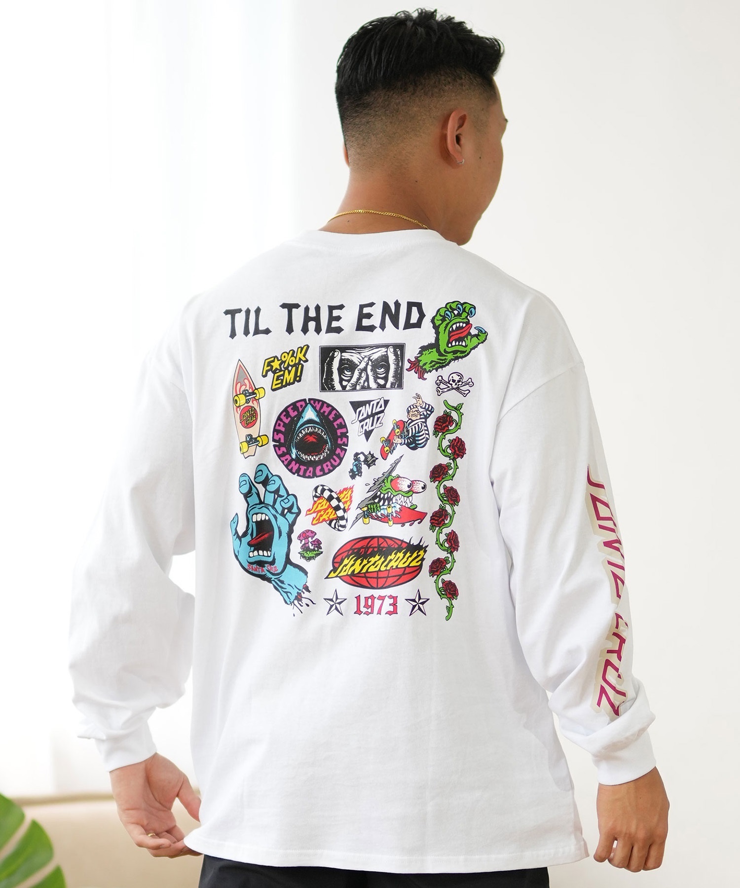 SANTACRUZ サンタクルーズ 長袖 Tシャツ メンズ ロンT バックプリント 502243403 ムラサキスポーツ限定(WHITE-M)