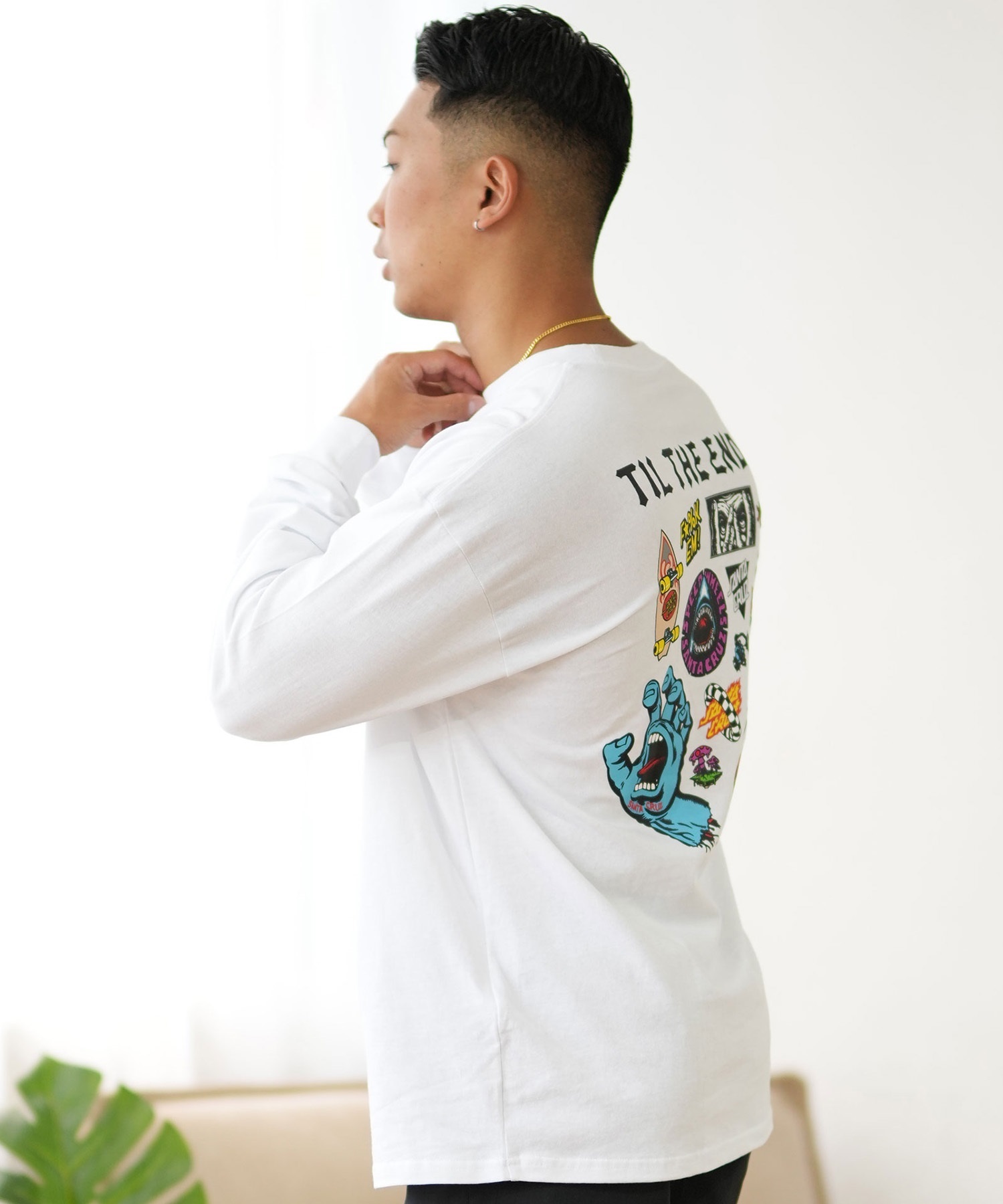 SANTACRUZ サンタクルーズ 長袖 Tシャツ メンズ ロンT バックプリント 502243403 ムラサキスポーツ限定(WHITE-M)