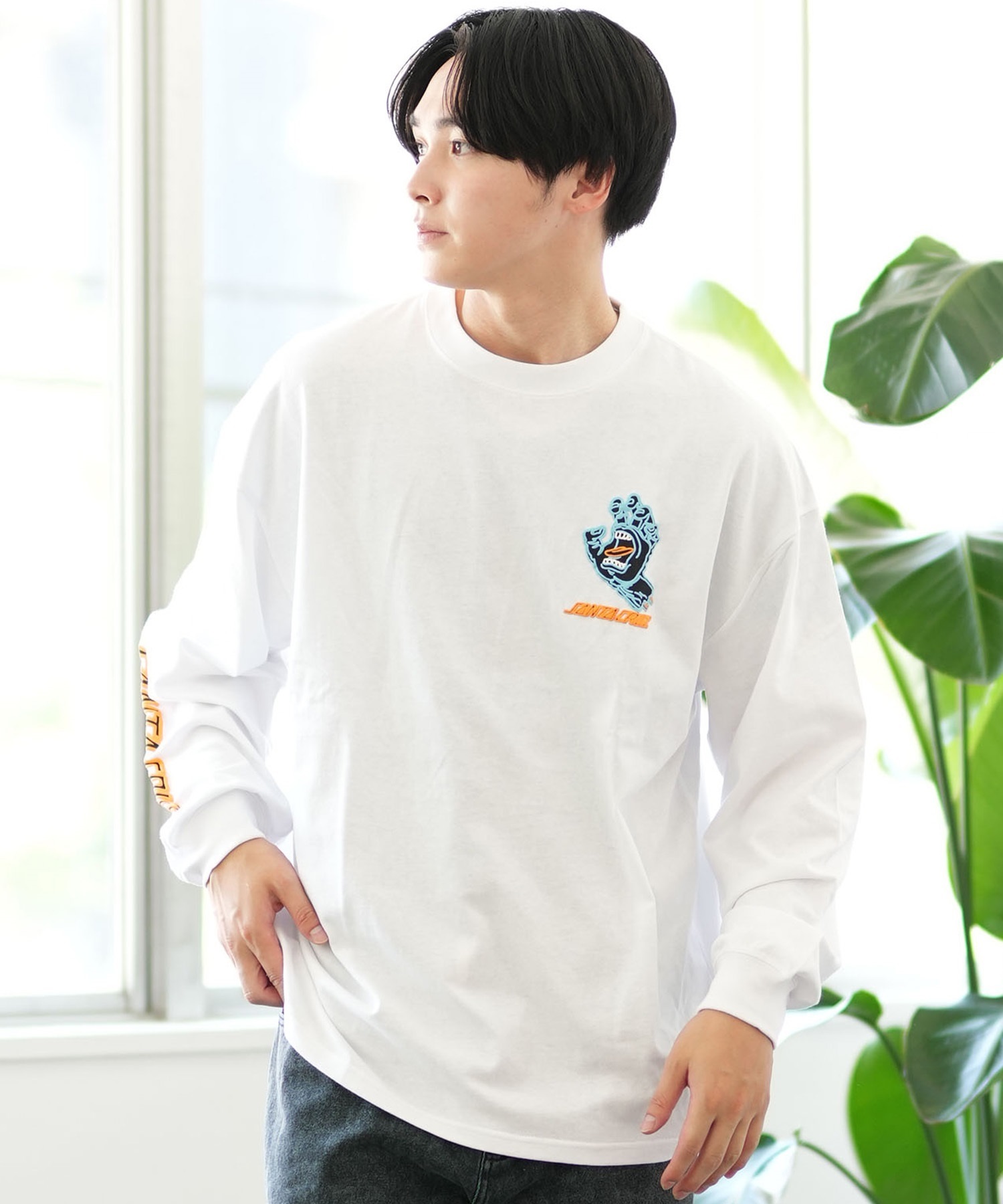 SANTACRUZ サンタクルーズ 長袖 Tシャツ メンズ ロンT バックプリント 502243402 ムラサキスポーツ限定(WHITE-M)