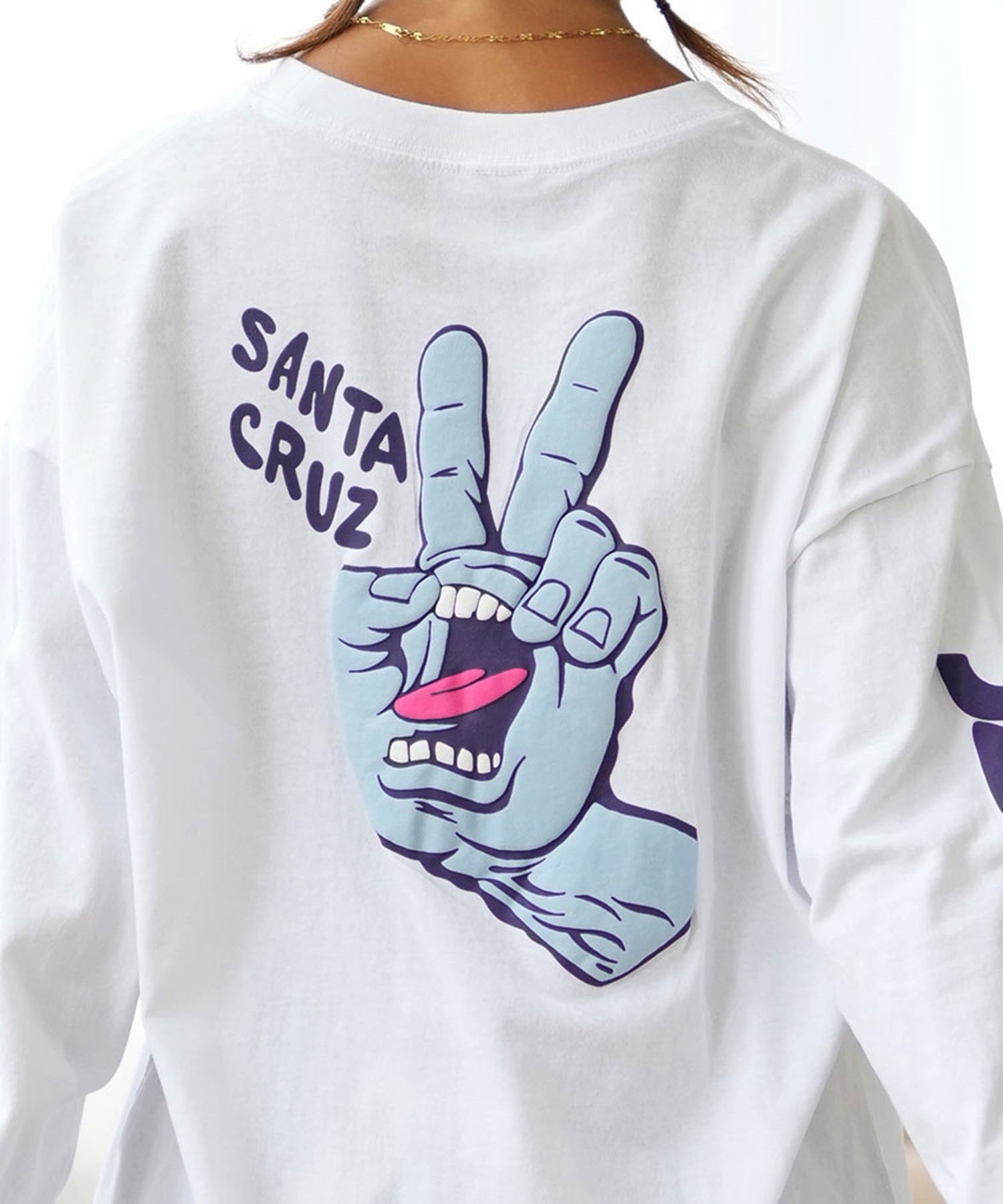 SANTACRUZ サンタクルーズ 長袖 Tシャツ レディース ロンT バックプリント ロゴ ムラサキスポーツ限定 502243432(WHITE-M)