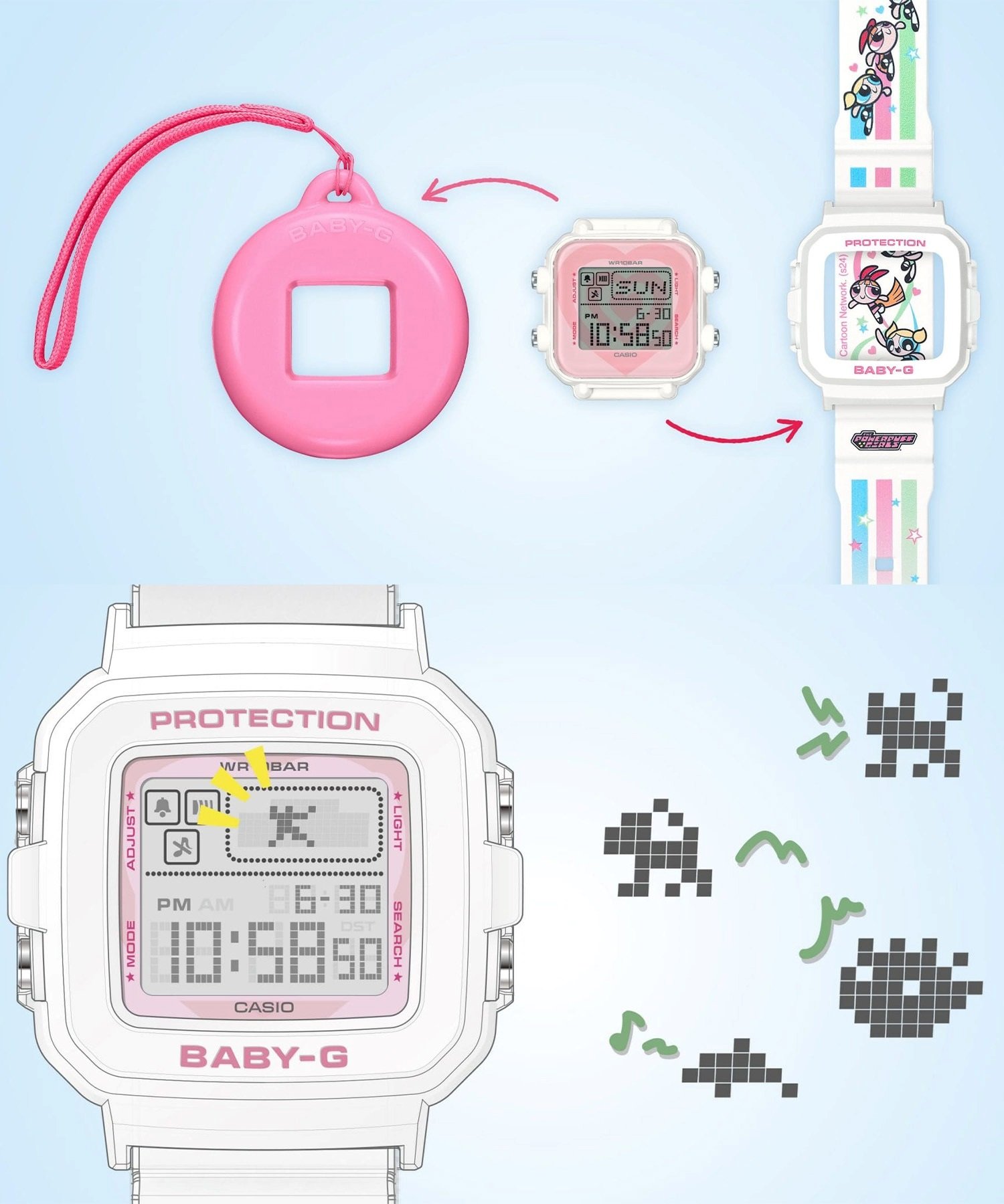 BABY-G ベイビージー 腕時計 BABY-G＋PLUS THE POWERPUFF GIRLS コラボレーションモデル BGD-10KPP-7JR(WHITE-FREE)