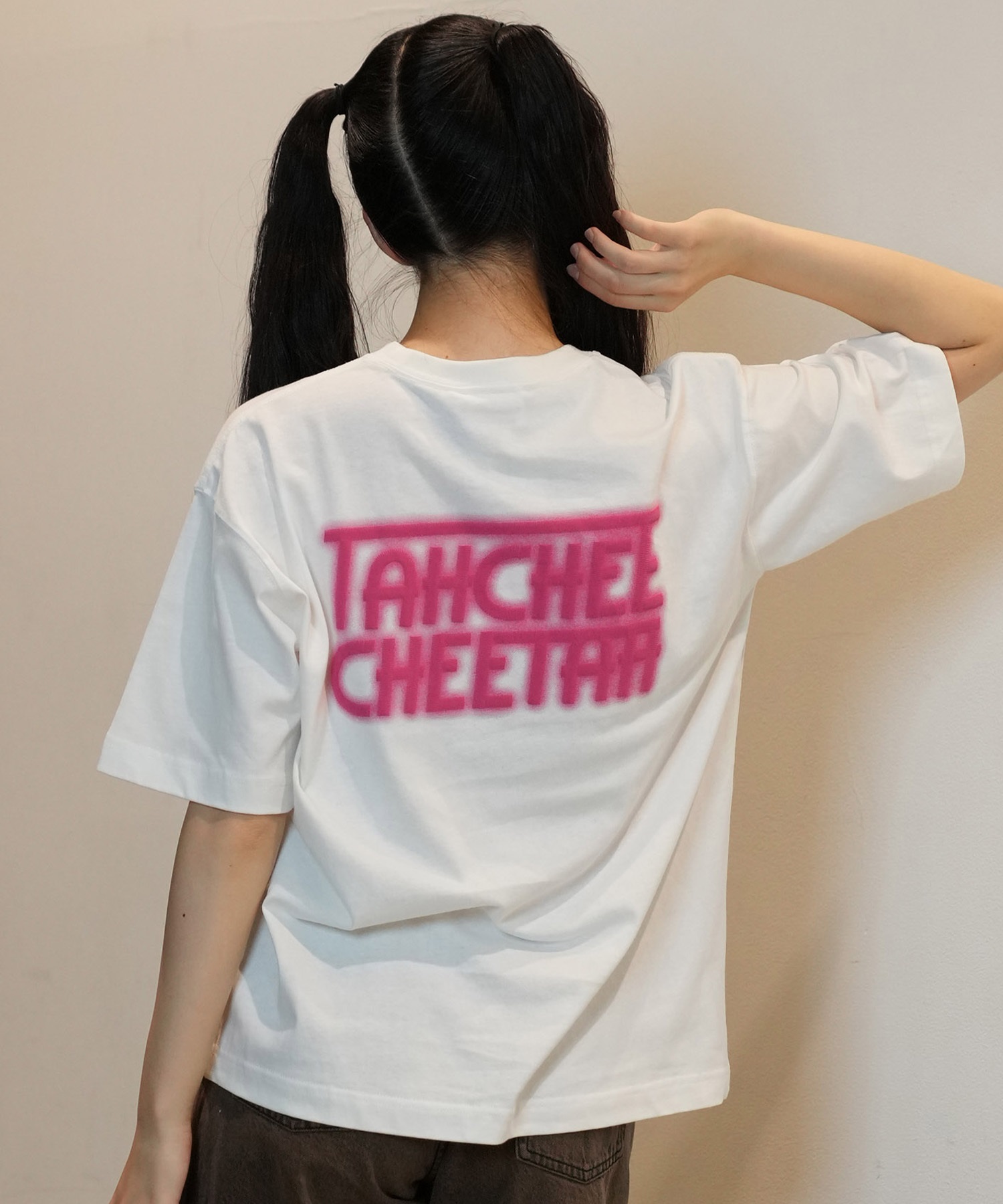 TAHCHEE ターチー 半袖 Tシャツ レディース 発泡ハート ロゴ バックプリント ルーズシルエット TC240900-04(WT-M)