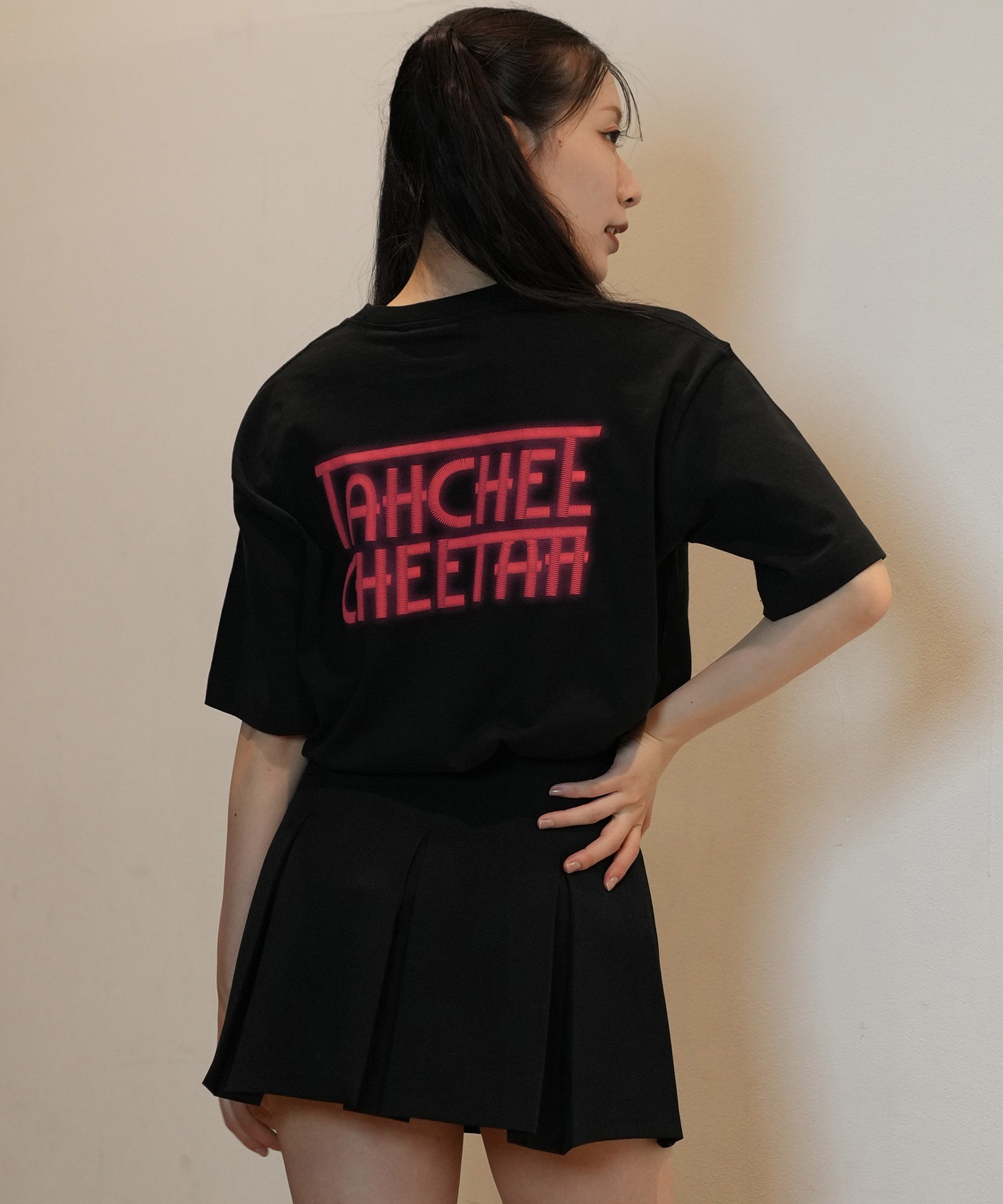 TAHCHEE ターチー 半袖 Tシャツ レディース 発泡ハート ロゴ バックプリント ルーズシルエット TC240900-04(WT-M)