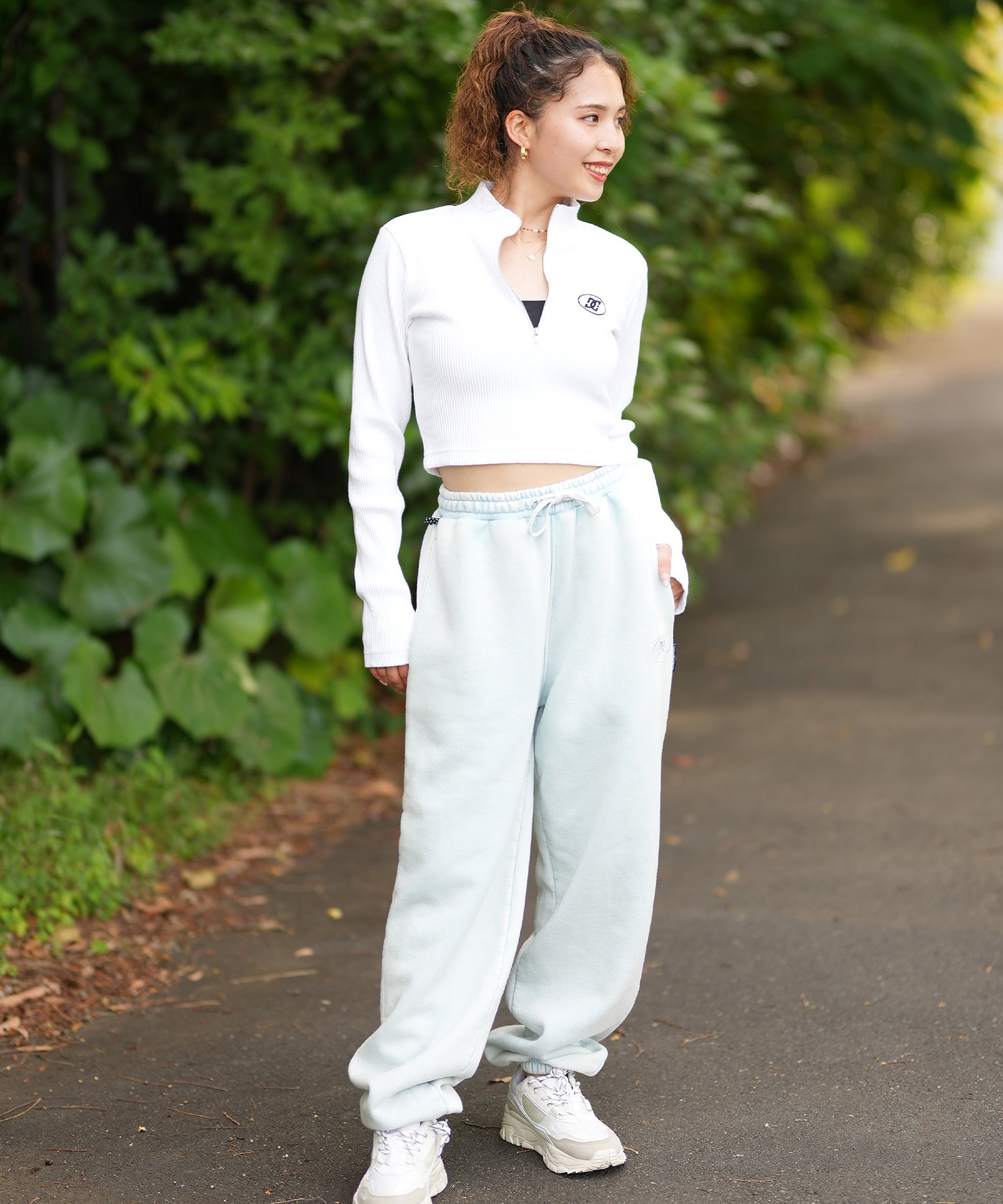 DC ディーシー 長袖 Tシャツ レディース ハーフジップ ショート丈 ロンT 24 WS HALFZIP CROPPED LS LLT244309(WHT-M)