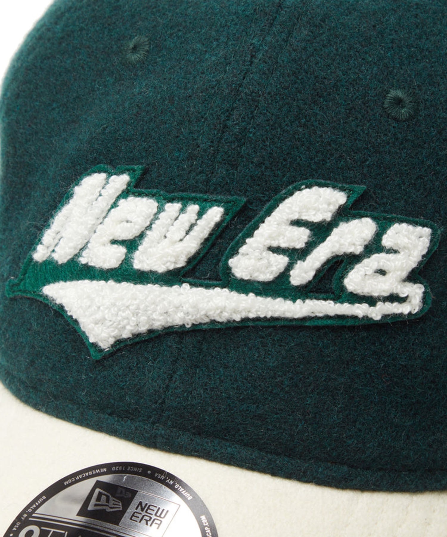 NEW ERA/ニューエラ 9TWENTY Melton メルトン Cheer Logo ダークグリーン オフホワイトバイザー 14307600 キャップ(GR/WT-FREE)