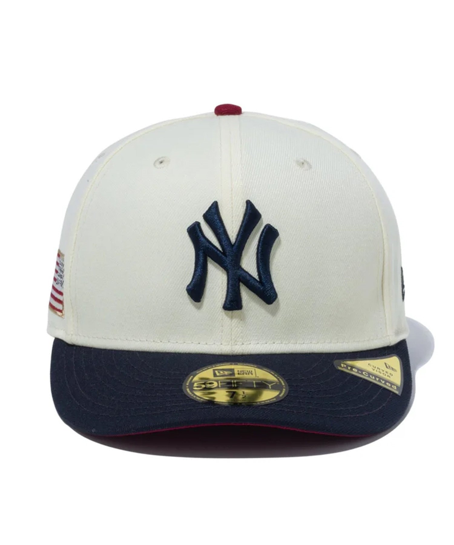 NEW ERA ニューエラ キャップ 帽子 PC 59FIFTY Stars & Stripes ニューヨーク・ヤンキース クローム ネイビーバイザー 14109865(WT/NV-7)