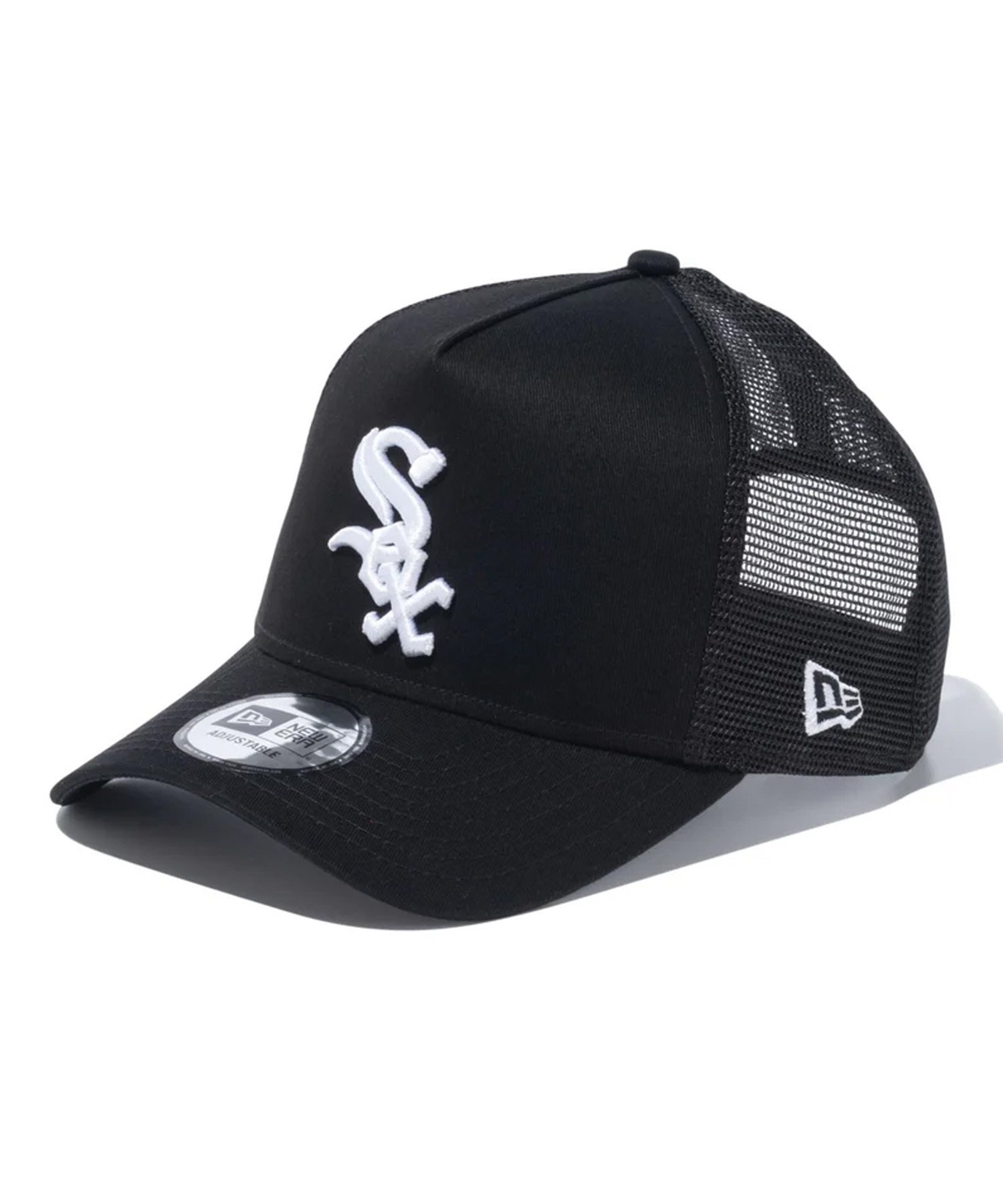 NEW ERA ニューエラ キャップ 帽子 9FORTY A-Frame トラッカー MLB Side Patch シカゴ・ホワイトソックス ブラック 14109742(BLK-FREE)