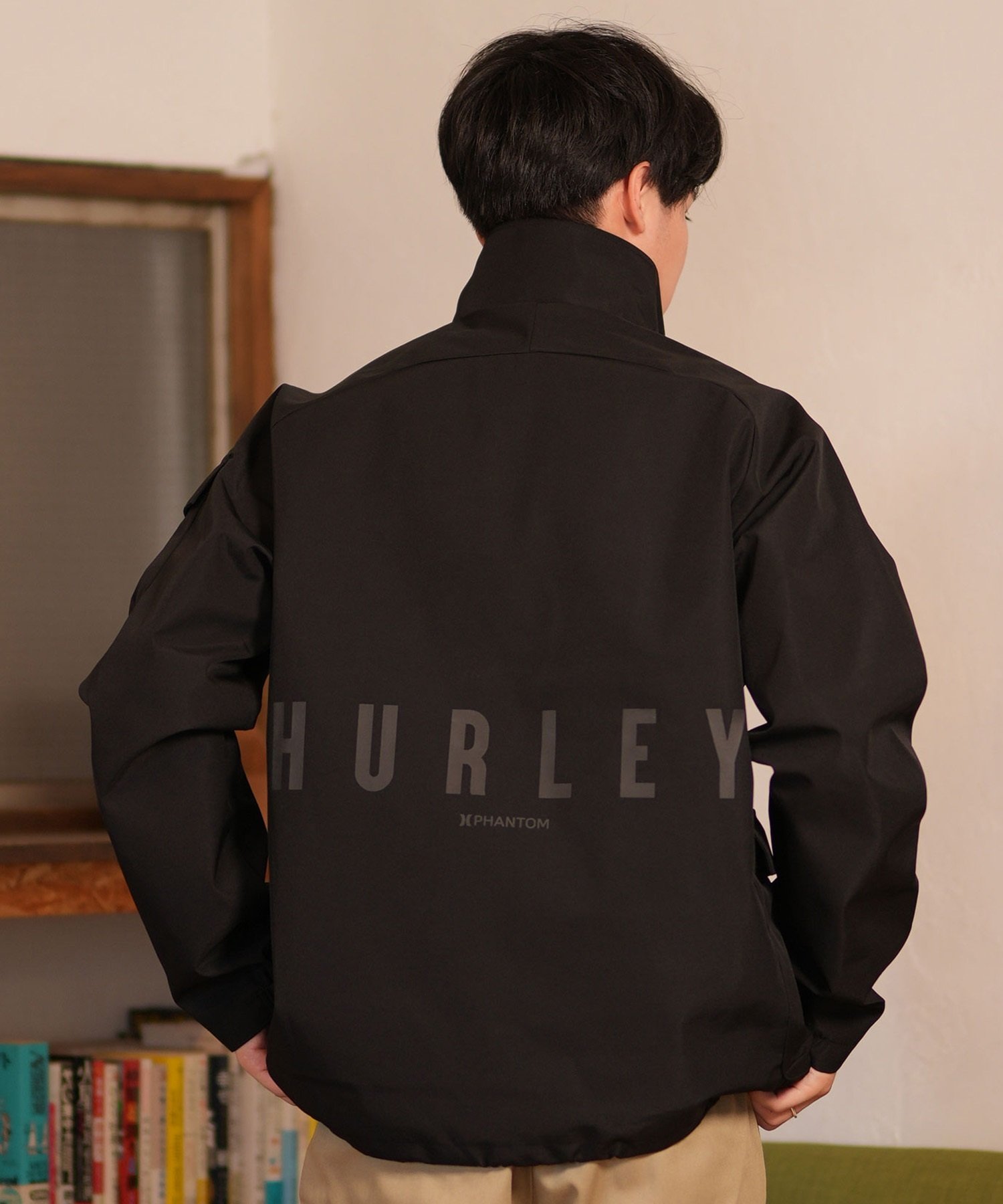 Hurley ハーレー アウター メンズ ユーティリティ ジャケット ジップアップ バックプリント 防水 透湿 MCJK242012(BLK-S)