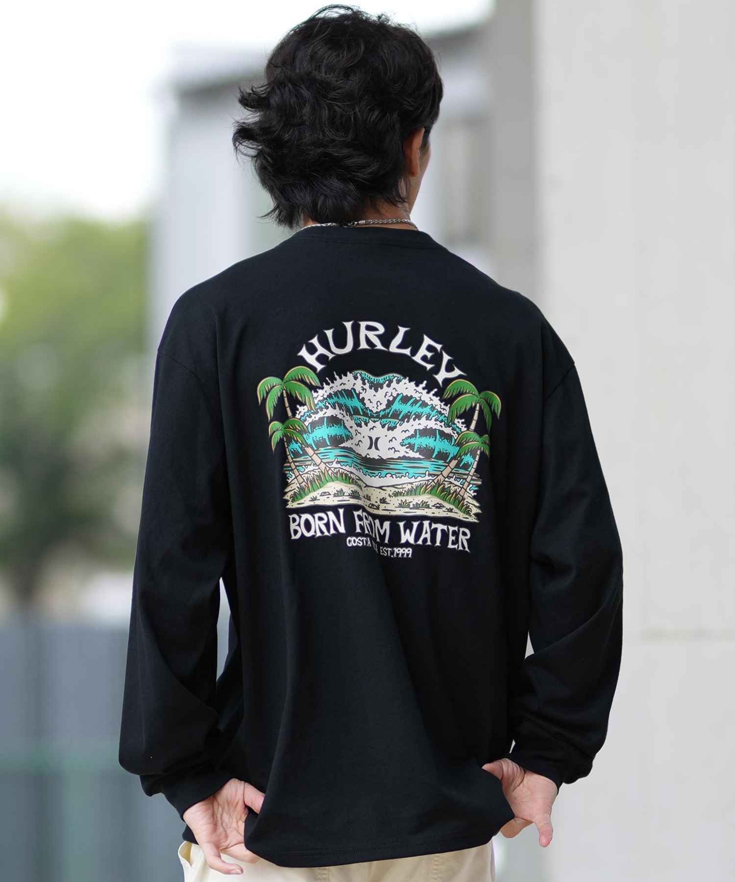 Hurley ハーレー 長袖 Tシャツ メンズ ロンT ヘビーウェイト バックプリント MCLS242027(WHT-M)