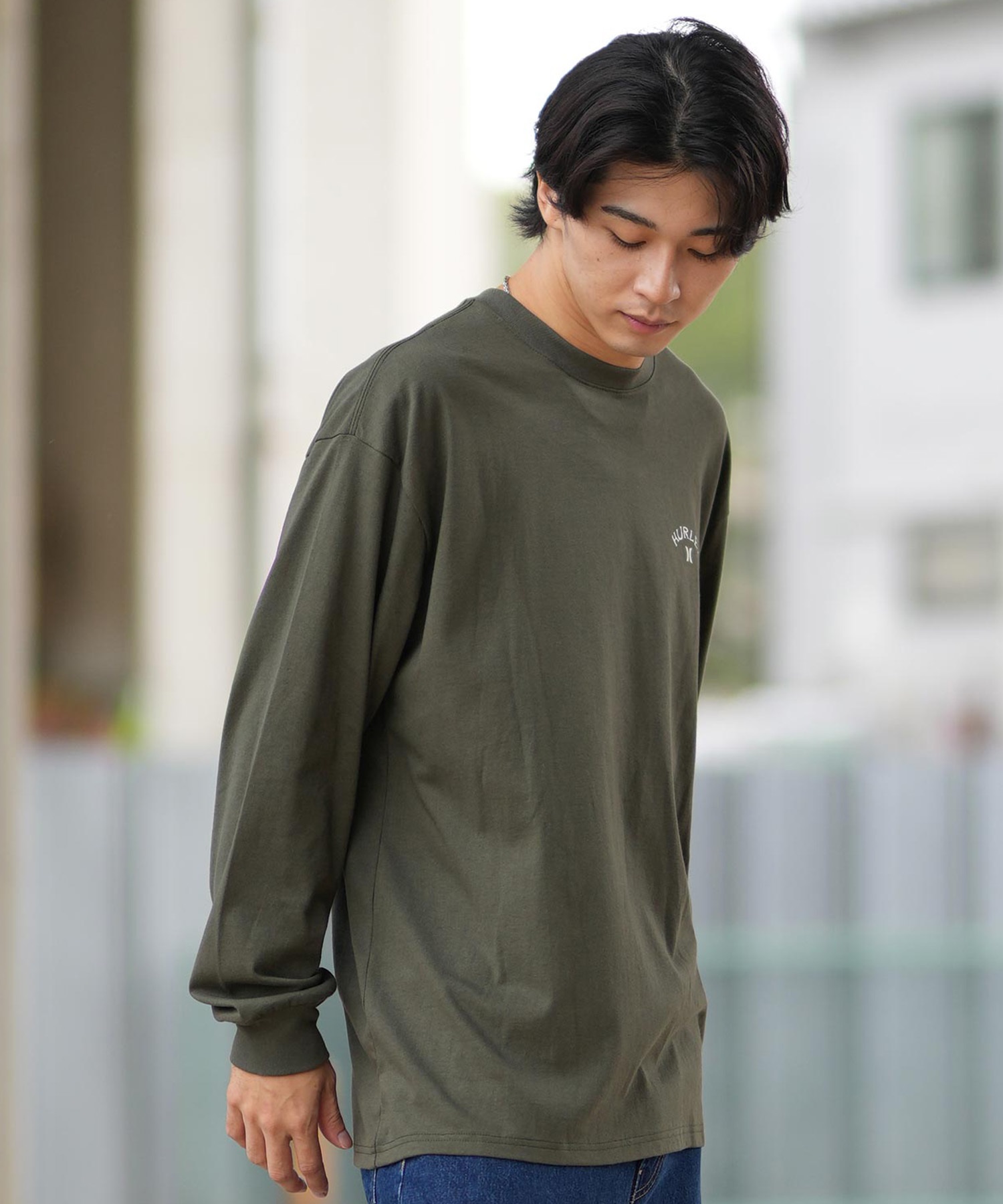 Hurley ハーレー 長袖 Tシャツ メンズ ロンT ヘビーウェイト バックプリント MCLS242027(WHT-M)