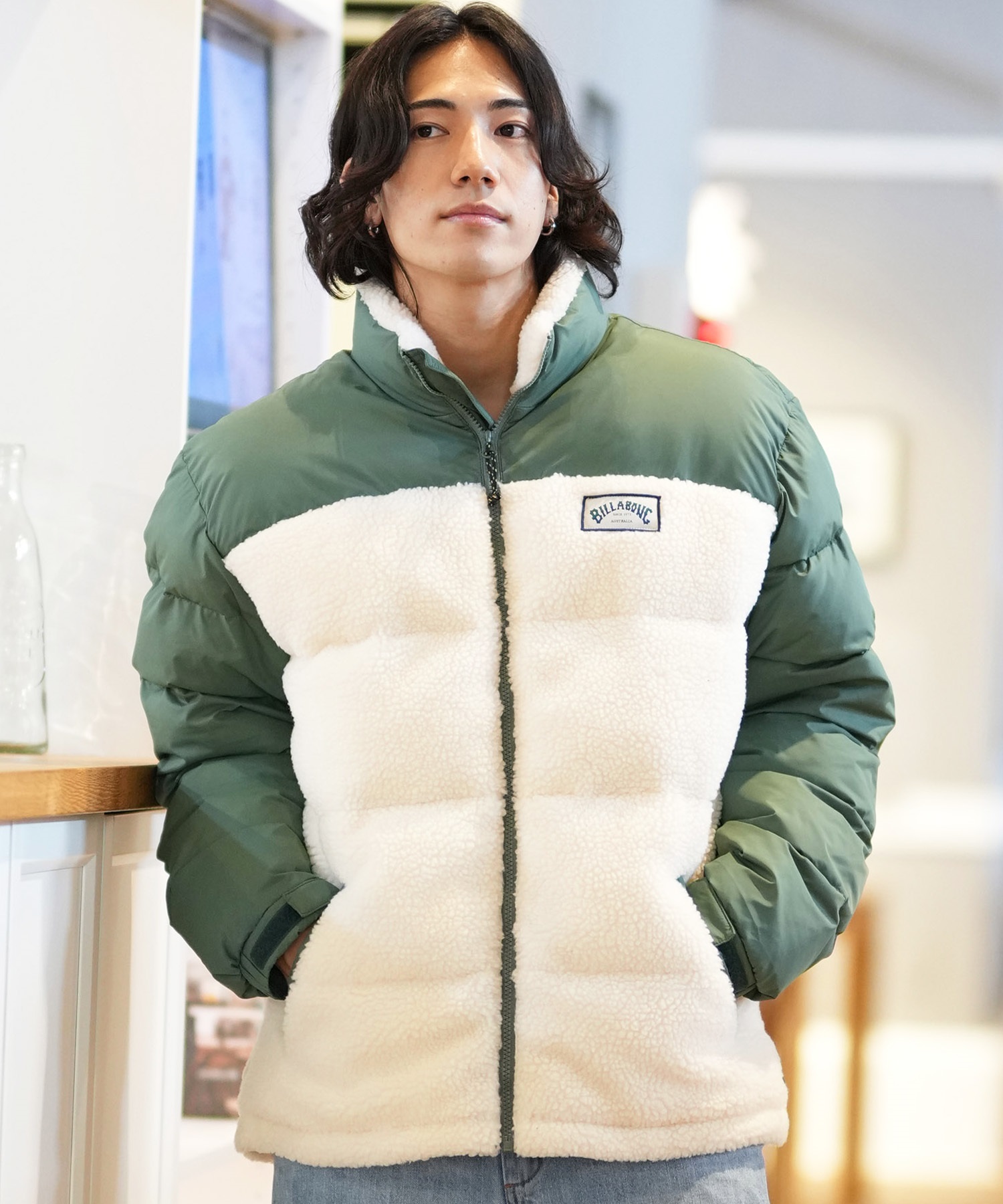 BILLABONG ビラボン アウター 中綿 メンズ ボアフリースジャケット BOA FLEECE PUFF JK BE012-764(GRN-M)