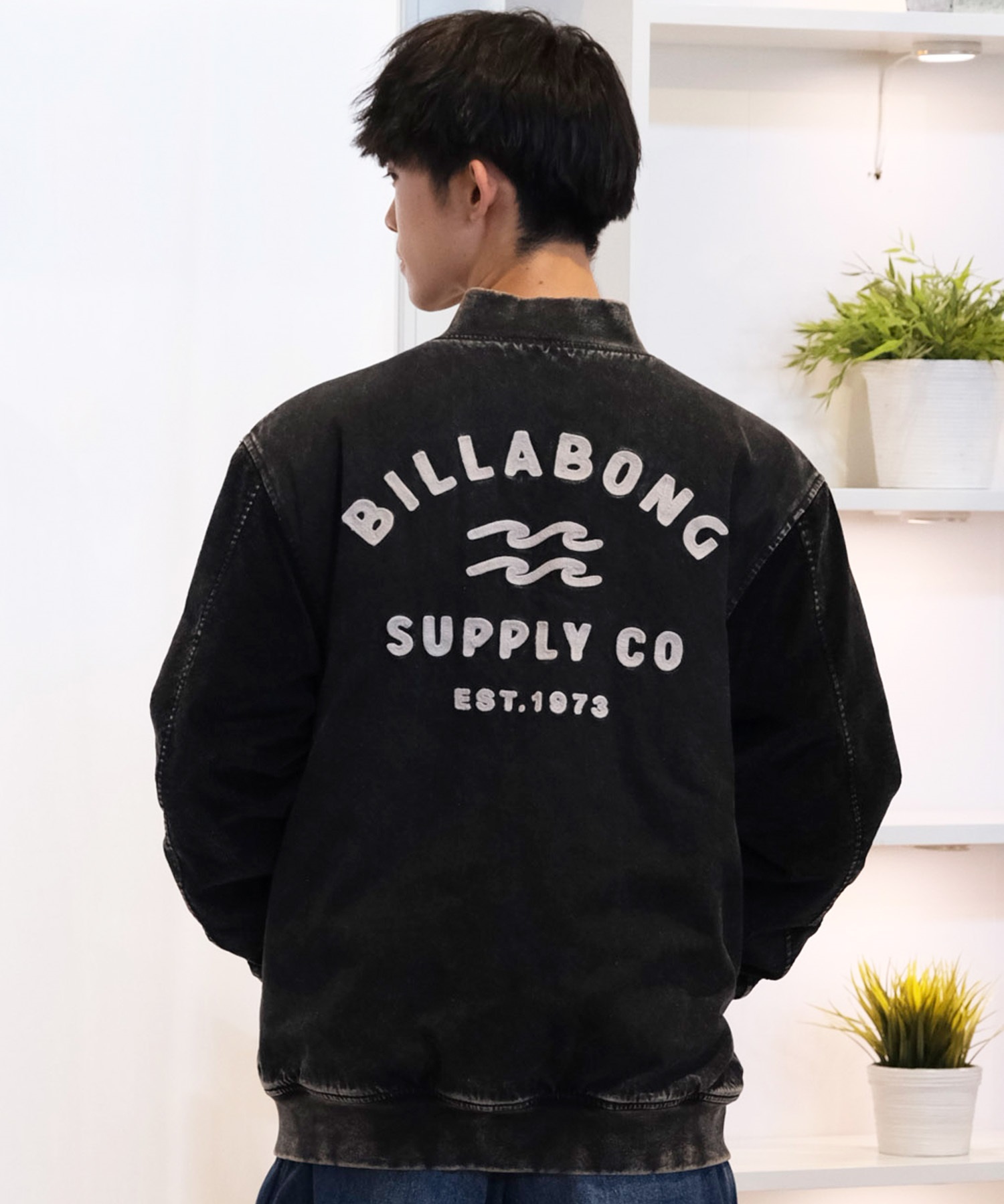 BILLABONG ビラボン アウター スタジャン メンズ デニムジャケット 洗い加工 中綿 バックロゴ BE012-753(BLU-M)