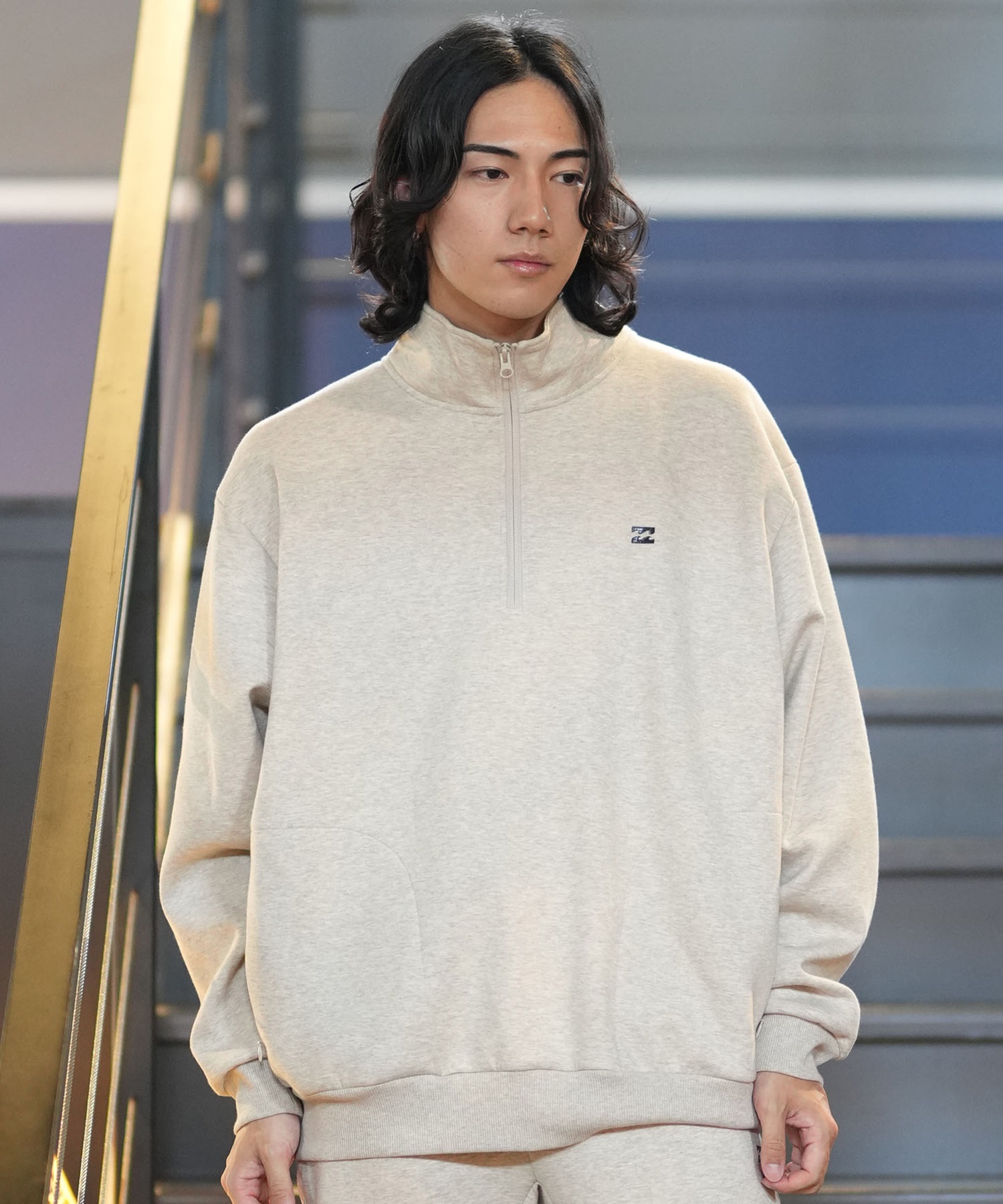 BILLABONG ビラボン トレーナー ハーフジップ メンズ スウェット バックプリント 撥水加工 セットアップ対応 BE012-016(GRH-M)