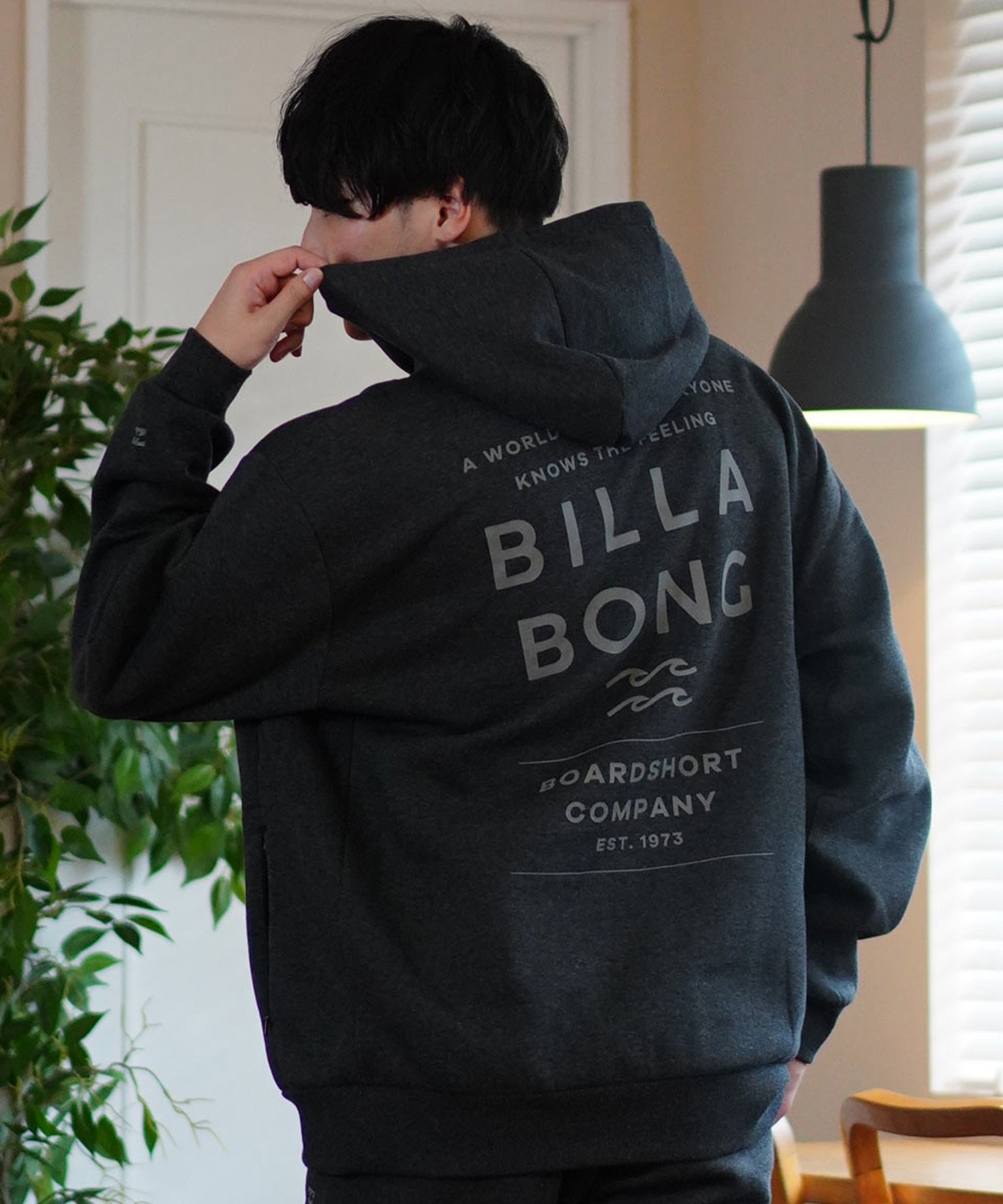 BILLABONG ビラボン パーカー プルオーバー メンズ スウェット フーディー バックプリント ストレッチ 撥水加工 セットアップ対応 BE012-022(GRH-M)