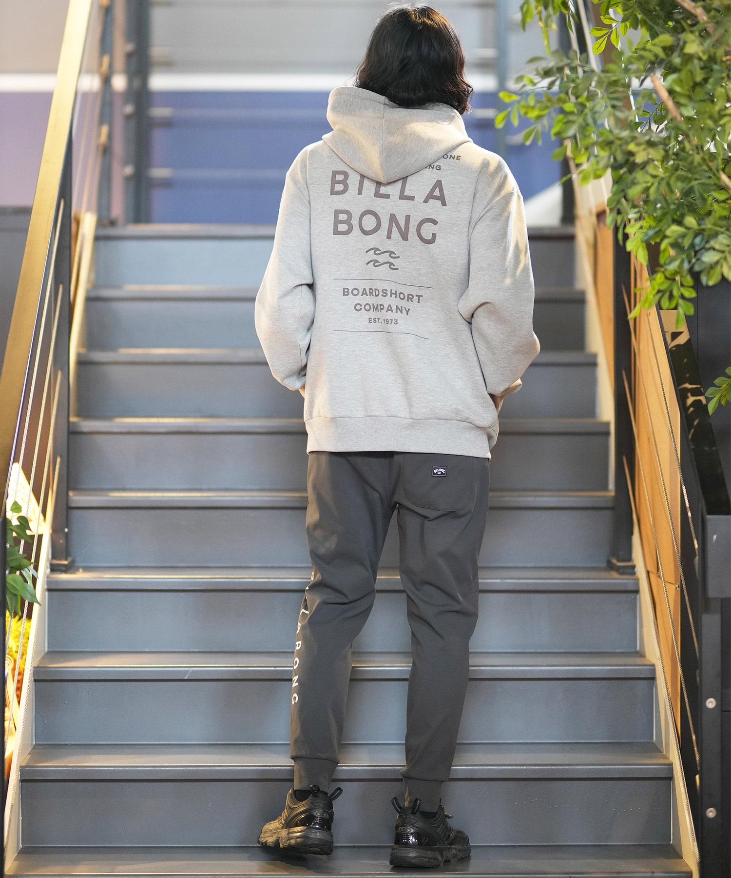 BILLABONG ビラボン パーカー プルオーバー メンズ スウェット フーディー バックプリント ストレッチ 撥水加工 セットアップ対応 BE012-022(GRH-M)