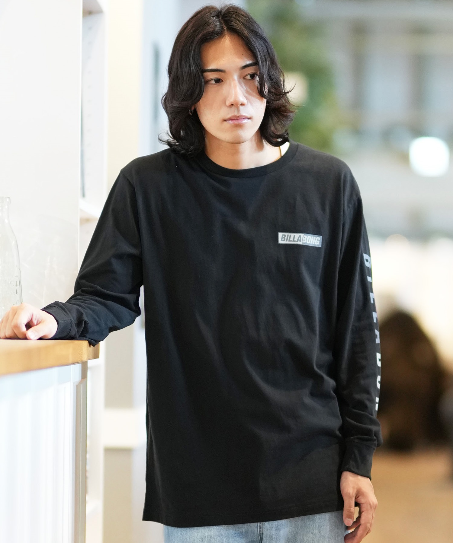 BILLABONG ビラボン 長袖 Tシャツ メンズ バックプリント スリーブロゴ レギュラーフィット BACK LOGO BE012-051(WHT-M)