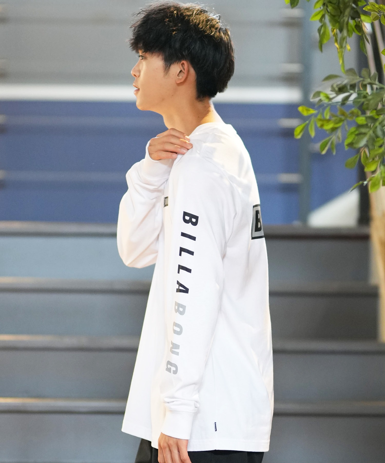 BILLABONG ビラボン 長袖 Tシャツ メンズ バックプリント スリーブロゴ レギュラーフィット BACK LOGO BE012-051(WHT-M)