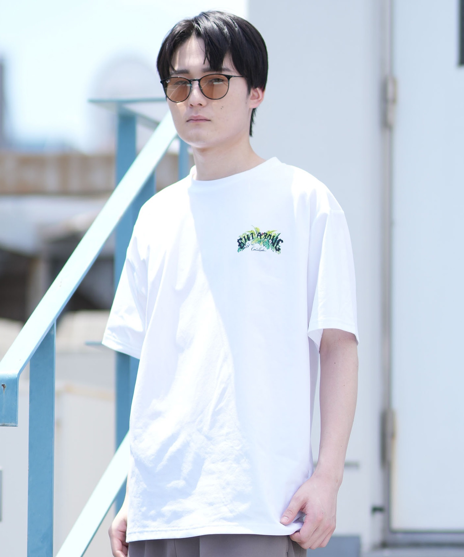 BILLABONG ビラボン ラッシュガード 半袖 Tシャツ メンズ 水陸両用 ユーティリティ UVカット 速乾 オーバーサイズ BE01A-871 ムラサキスポーツ限定(WHT-M)