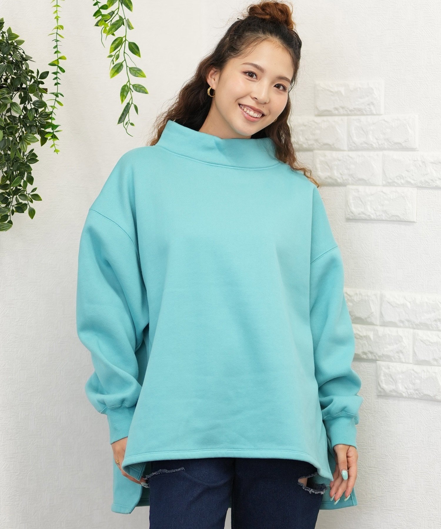 BILLABONG ビラボン トレーナー レディース ハイネック スウェット ワンポイント ビッグシルエット 裏起毛 BE014-008(SCS-M)