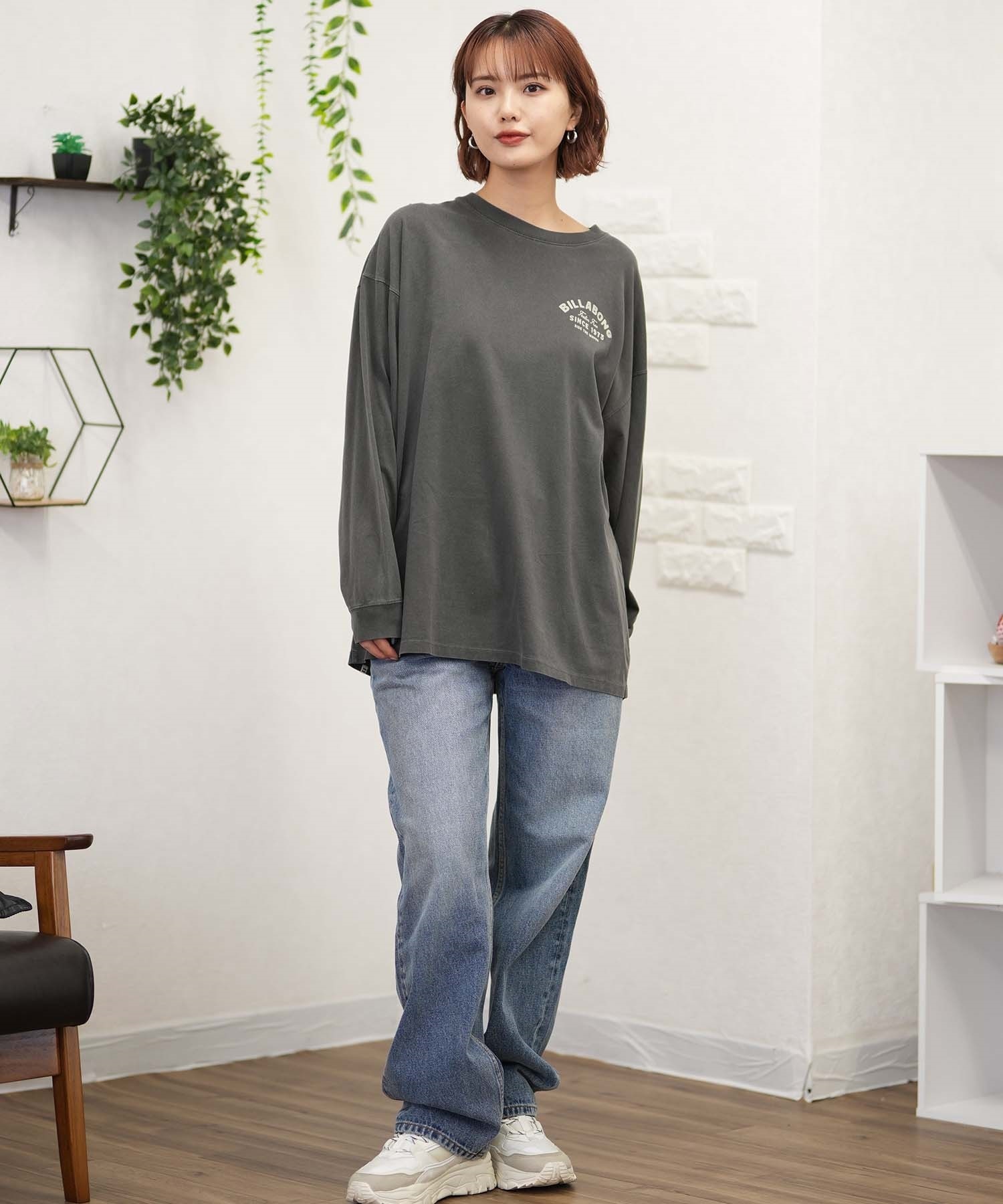 BILLABONG ビラボン 長袖 Tシャツ レディース ロンT バックプリント ルーズシルエット BE014-053(MQM0-M)