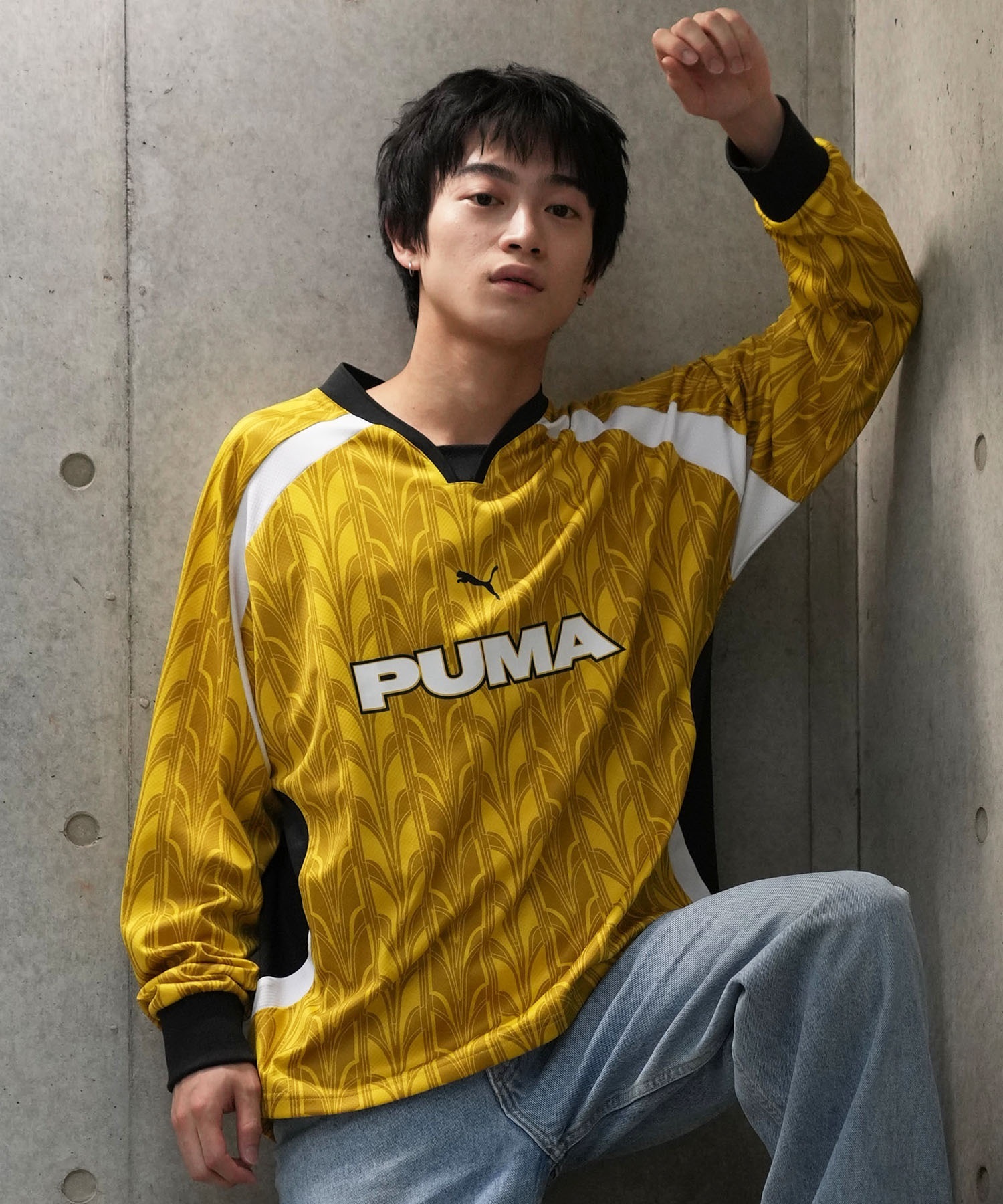 PUMA プーマ 長袖 Tシャツ メンズ ロンT ゲームシャツ フットボールシャツ オーバーサイズ 速乾 ユニセックス 629085(13-S)