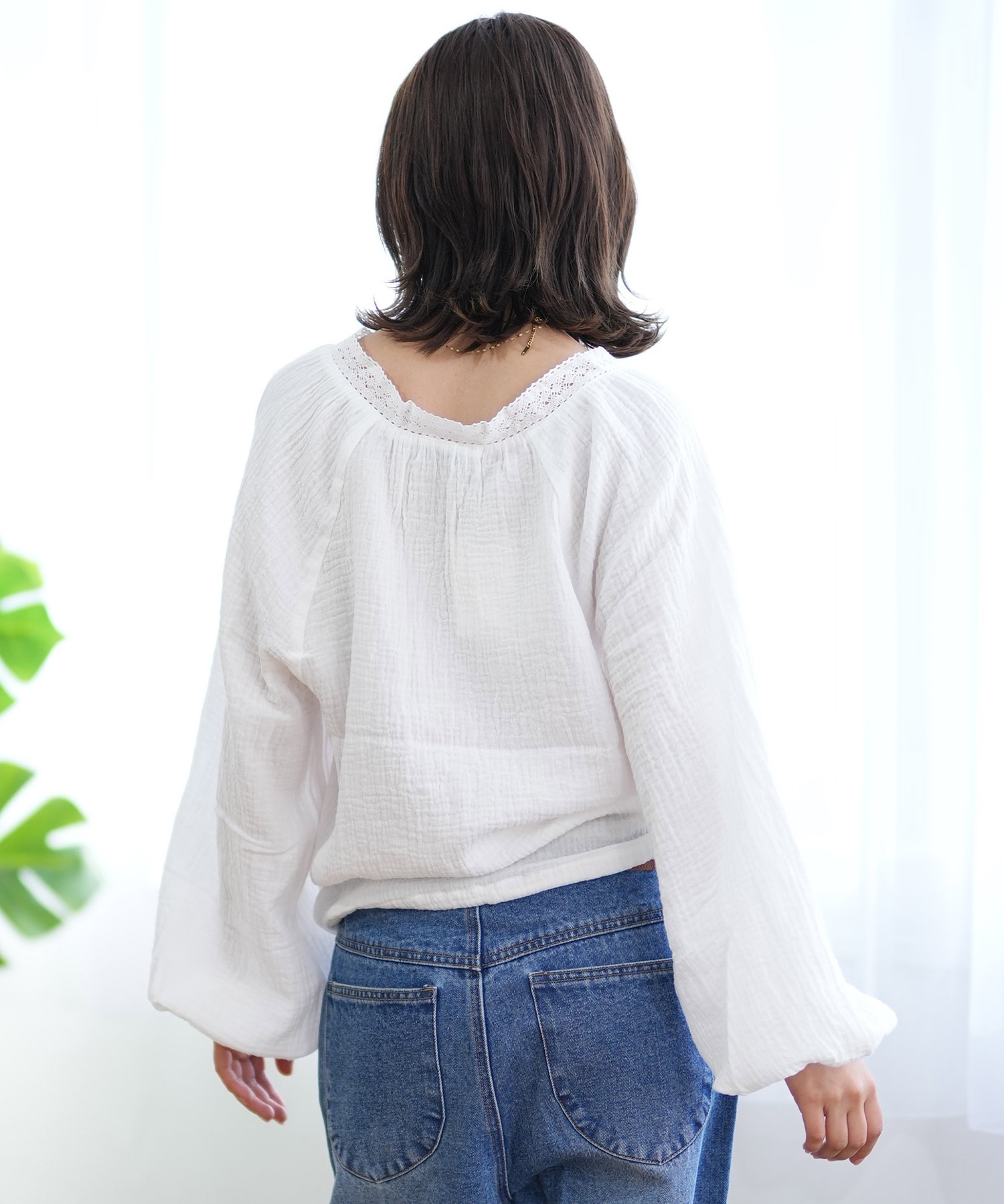 RIKKA FEMME リッカファム ニット レディース セーター ハシゴレース付きプルオーバー RF24HS01(WHT-FREE)