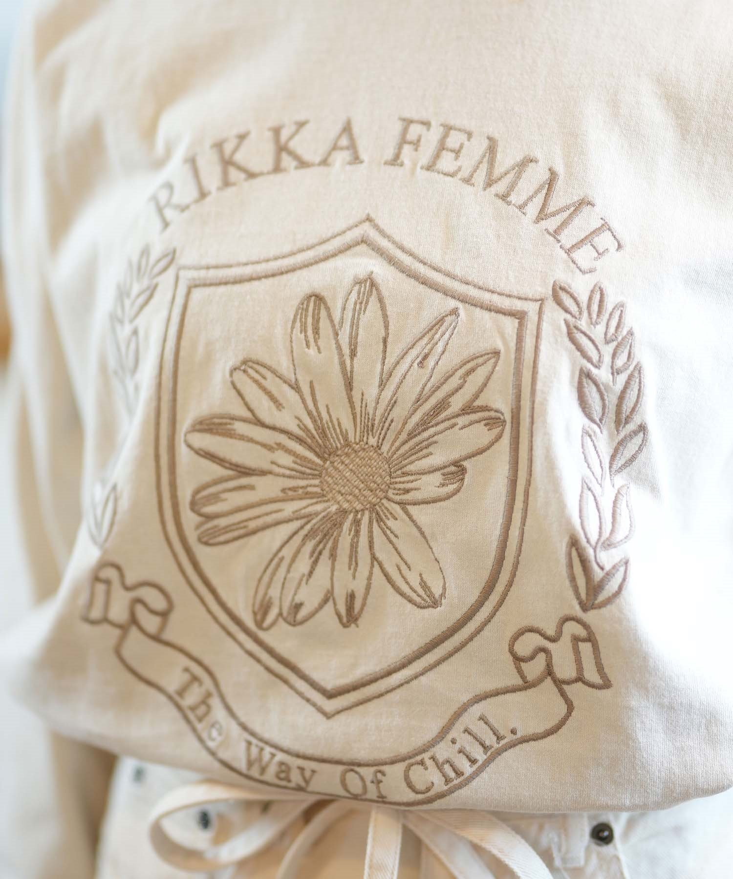 RIKKA FEMME リッカファム 長袖 Tシャツ レディース ロンT 花 刺繍 RF24FW18(WHT-FREE)