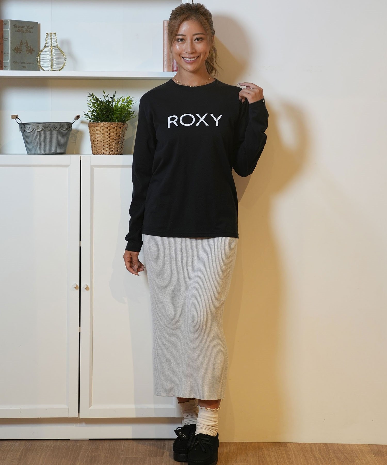 ROXY ロキシー 長袖 Tシャツ レディース ロンT ロゴ シンプル RLT244048(WHT-M)