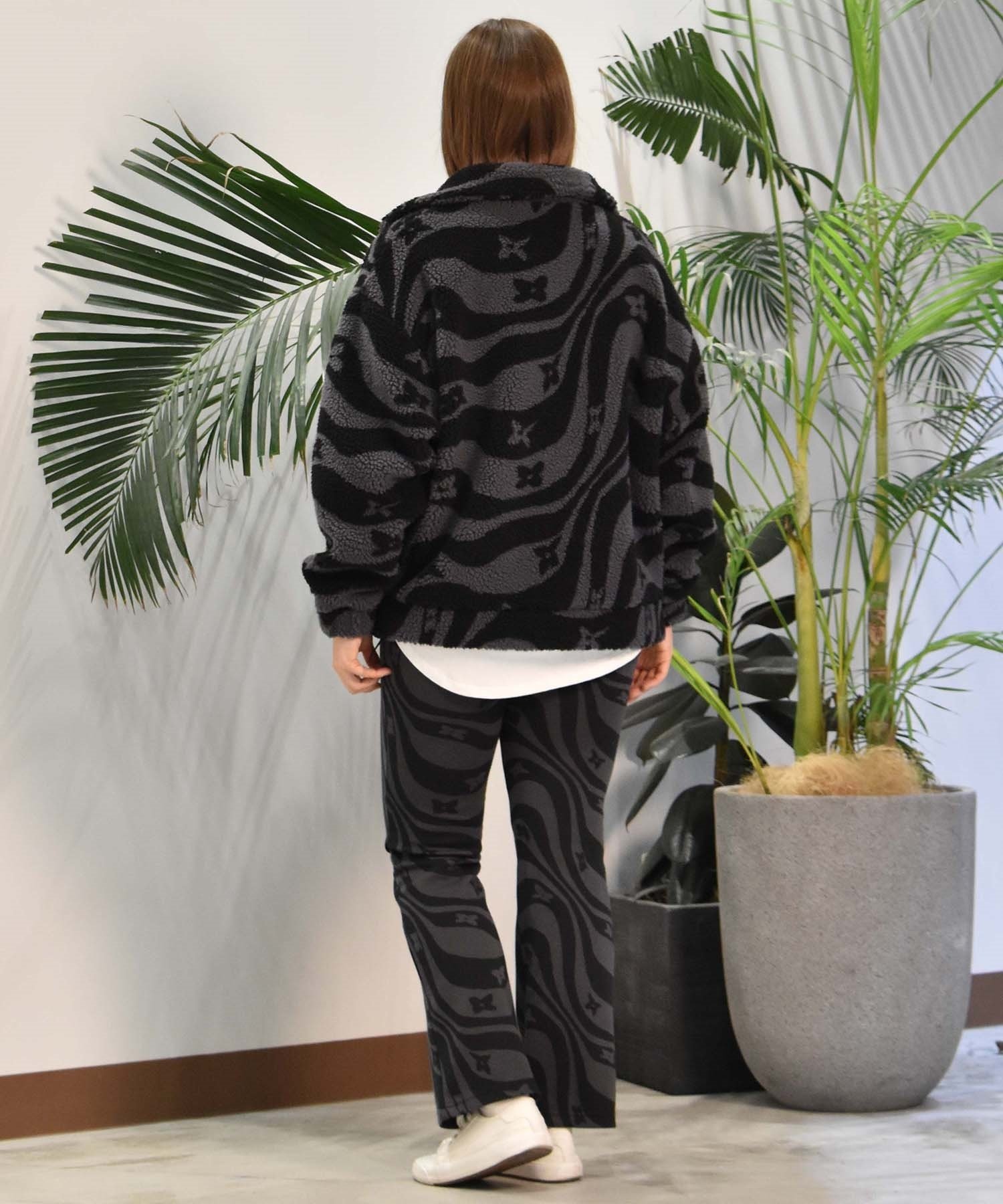 ROXY ロキシー ロングパンツ レディース フレアパンツ 総柄 ニットジャガードパンツ WANDERER PANTS RPT244612T(BLK-M)