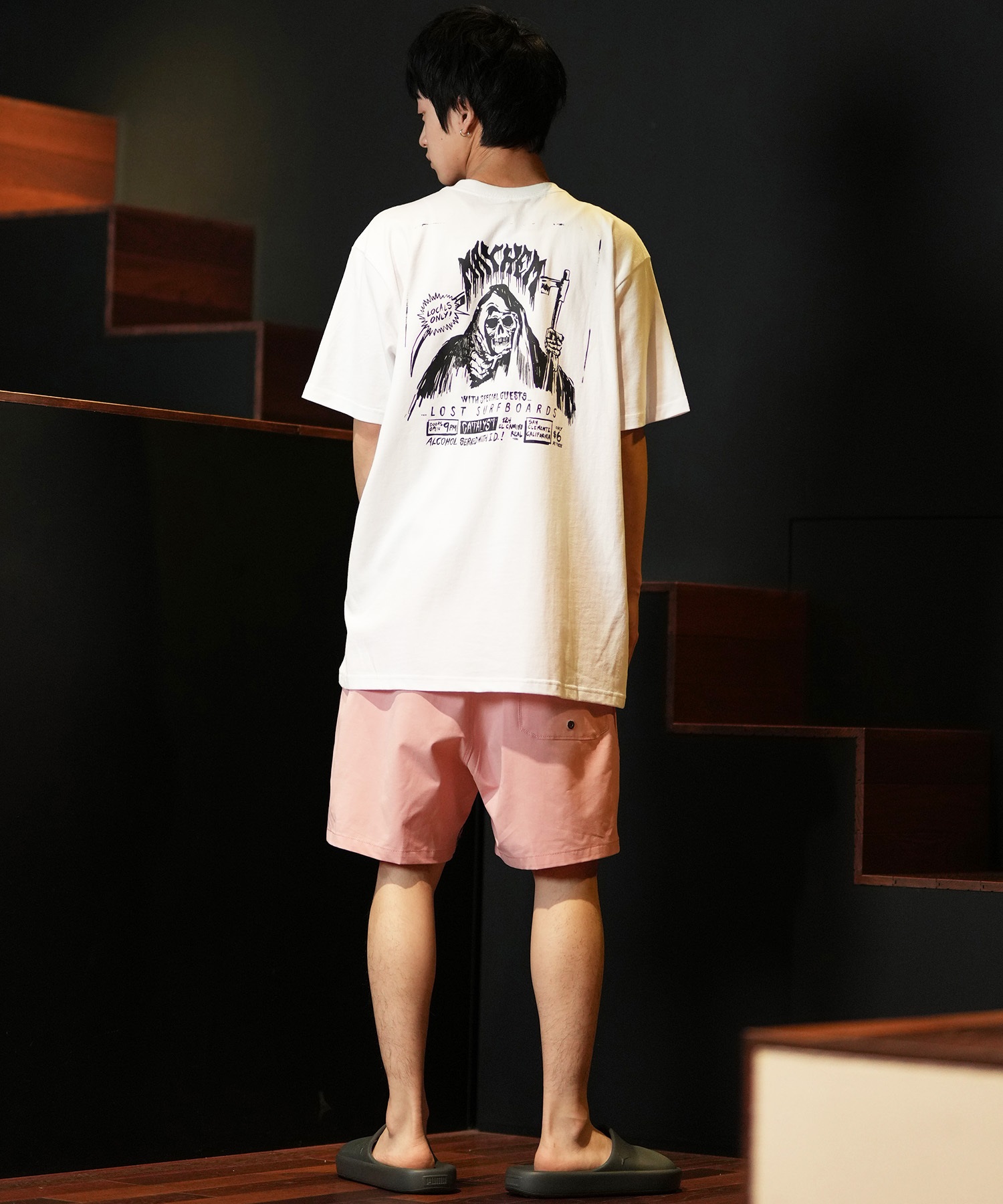 LOST ロスト 半袖 Tシャツ メンズ フロントプリント バックプリント FLYER DYE L24SS-AR ムラサキスポーツ限定(WHT-M)