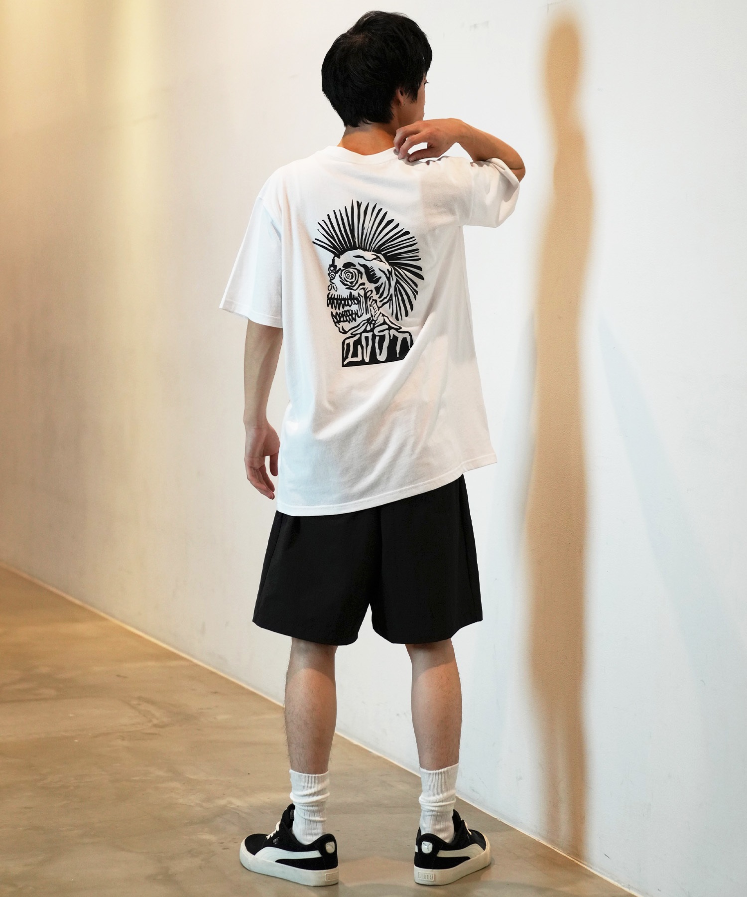 LOST ロスト 半袖 Tシャツ メンズ フロントプリント バックプリント MOHAWK L24SS-AQ ムラサキスポーツ限定(WHT-M)