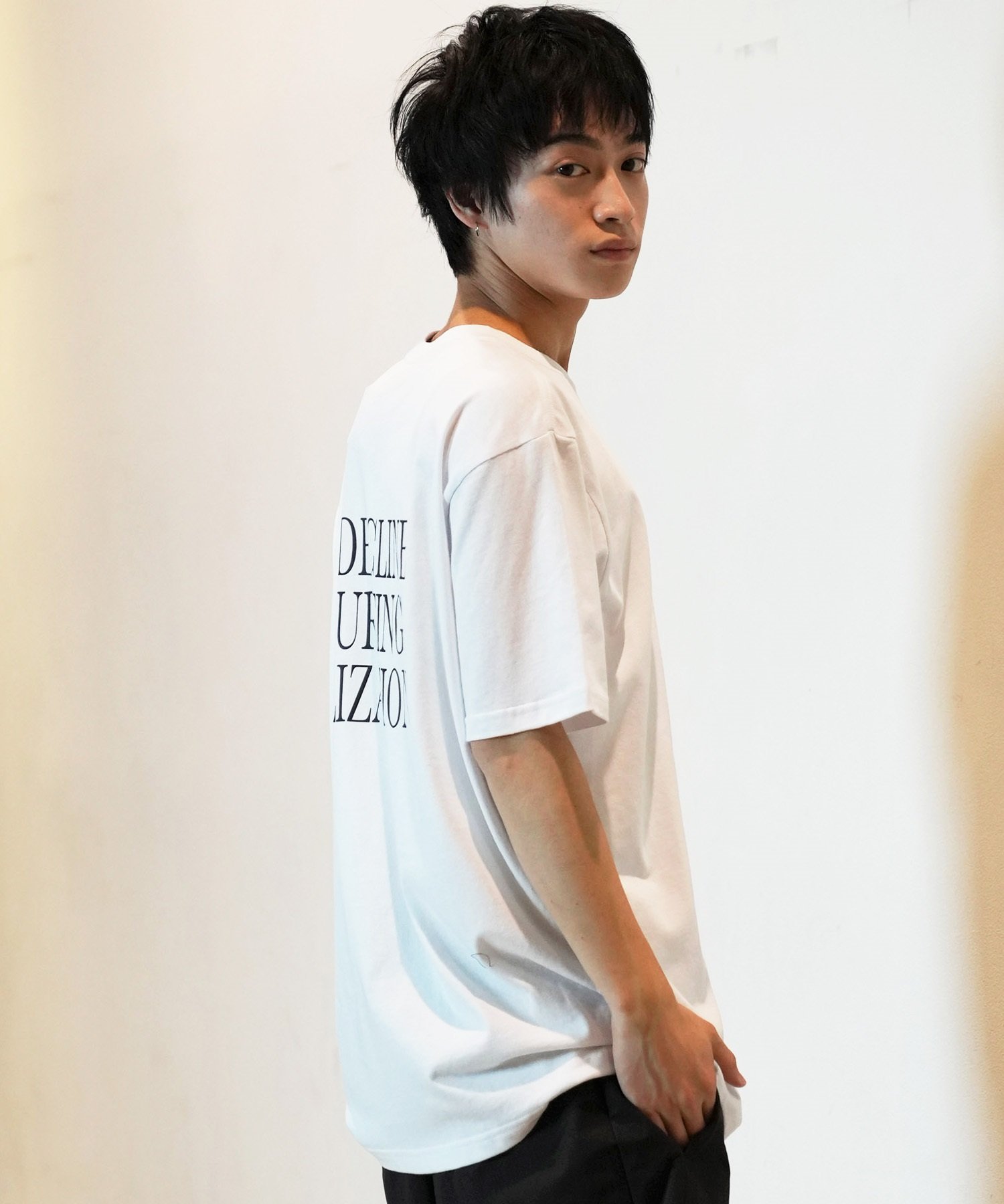 LOST ロスト 半袖 Tシャツ メンズ フロントプリント バックプリント DECLINE L24SS-AO ムラサキスポーツ限定(WHT-M)