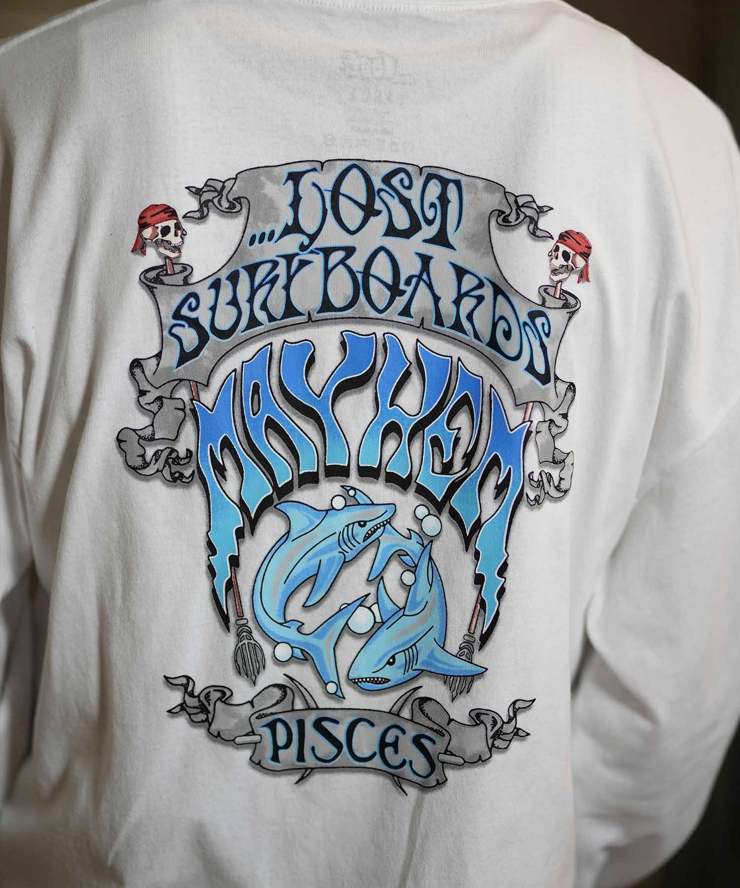 lost ロスト 長袖 Tシャツ メンズ ロンT バックプリント ムラサキスポーツ限定 L24F2206(WHT-M)