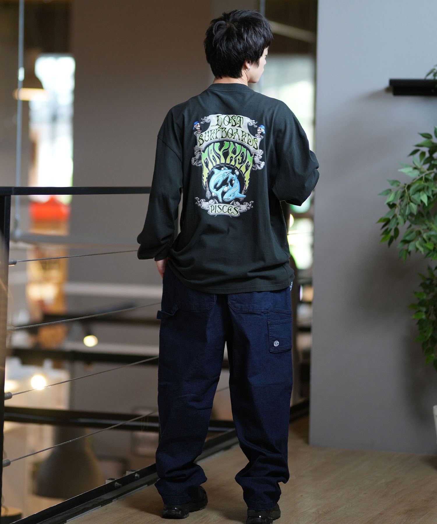 lost ロスト 長袖 Tシャツ メンズ ロンT バックプリント ムラサキスポーツ限定 L24F2206(WHT-M)